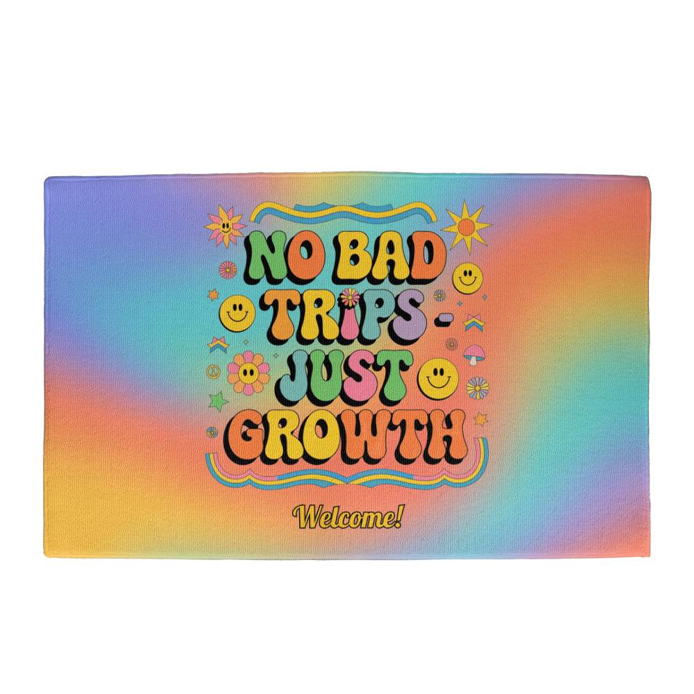 No Bad Trips - Just Growth Personalized Mental Health Welcome Mat - Retro Entry Rug - MySisterIsASurvivor