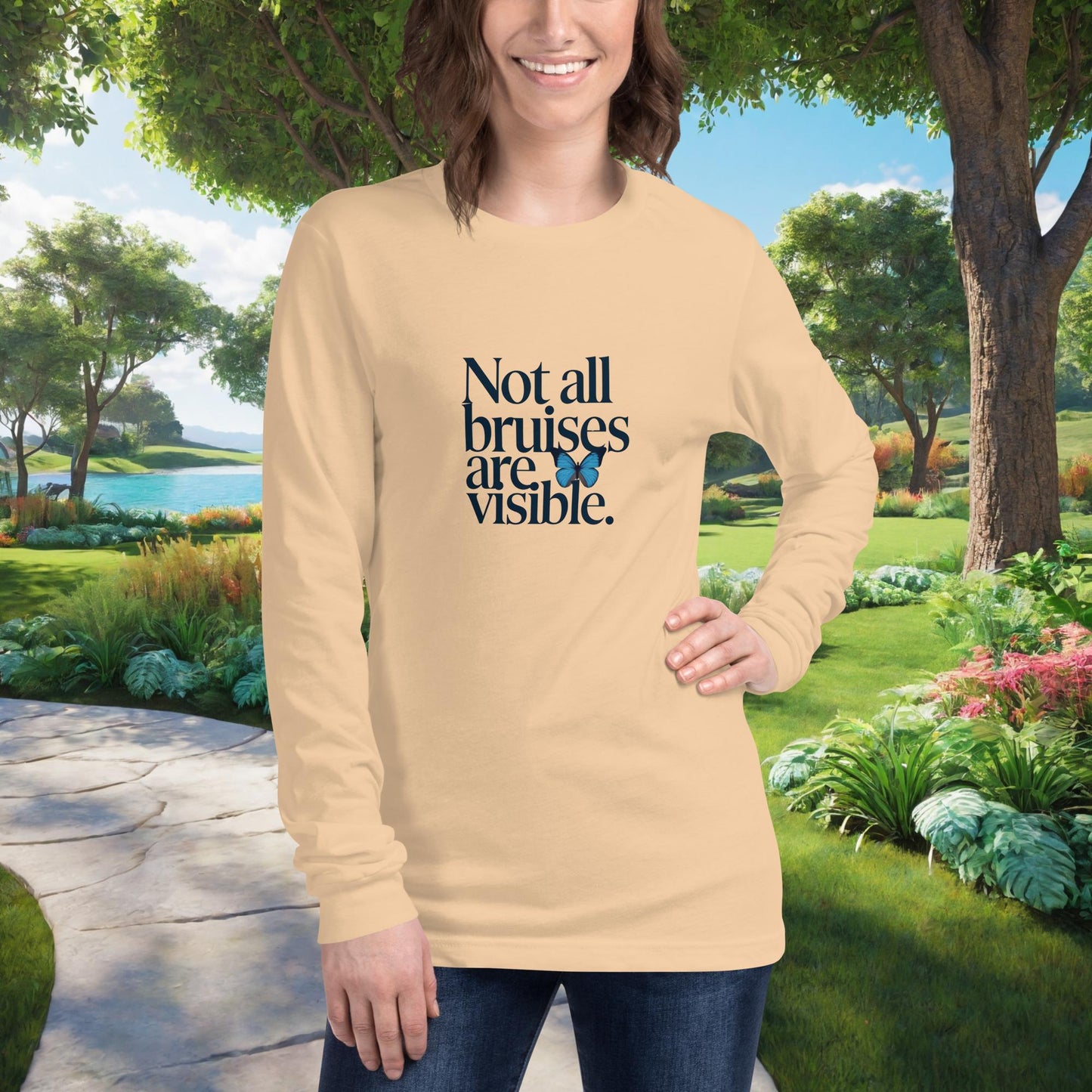 Not All Bruises Are Visible Unisex Long Sleeve T-Shirt, Personalized Emotional Abuse Awareness Shirt for Mental Health Advocacy - MySisterIsASurvivor