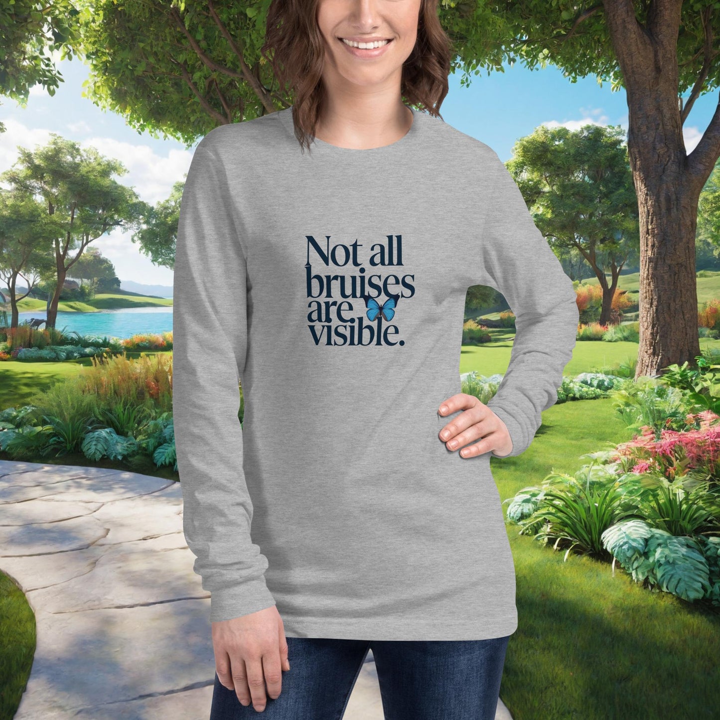 Not All Bruises Are Visible Unisex Long Sleeve T-Shirt, Personalized Emotional Abuse Awareness Shirt for Mental Health Advocacy - MySisterIsASurvivor