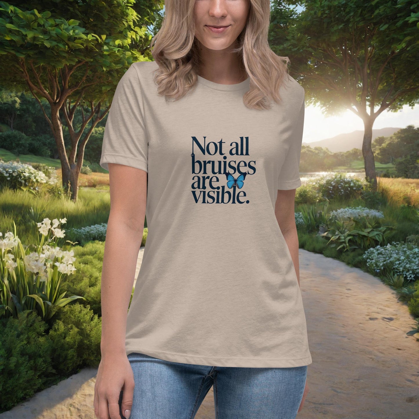 Not All Bruises Are Visible Women's Relaxed T-Shirt, Personalized Emotional Abuse Awareness & Trauma Recovery Shirt - MySisterIsASurvivor