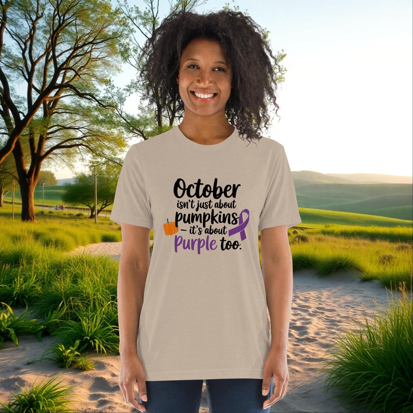 October Isn’t Just About Pumpkins on Unisex Tri-Blend T-Shirt, domestic violence awareness, survivor support tee