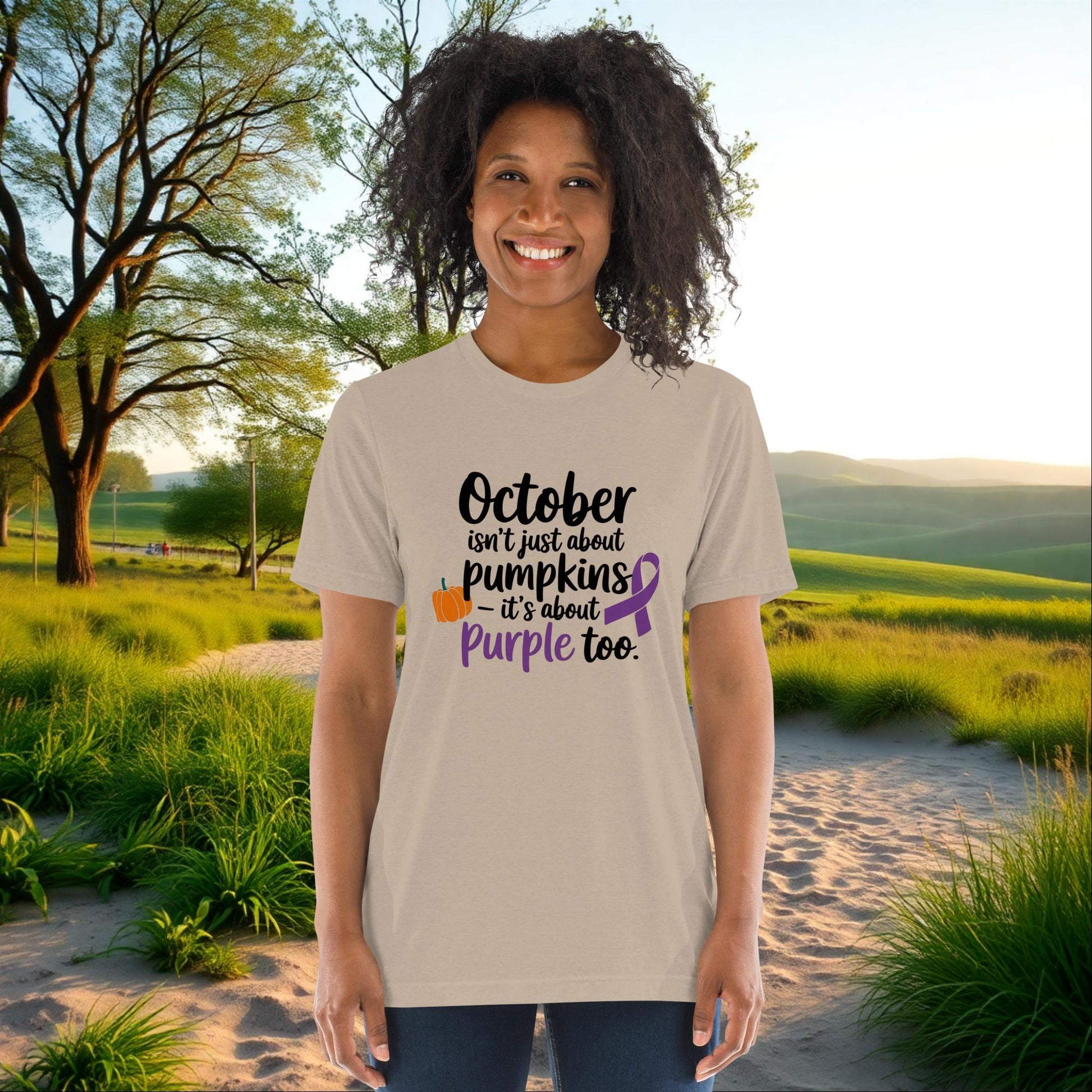 October Isn’t Just About Pumpkins on Unisex Tri-Blend T-Shirt, domestic violence awareness, survivor support tee