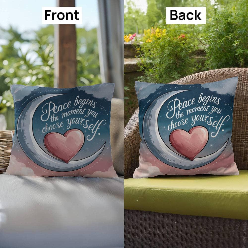 Shop our premium peace begins the moment you choose self care pillow from MySisterIsASurvivor.