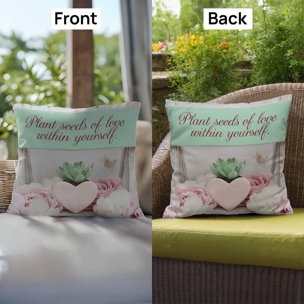 Shop our premium plant seeds of love within yourself self care pillow from MySisterIsASurvivor.