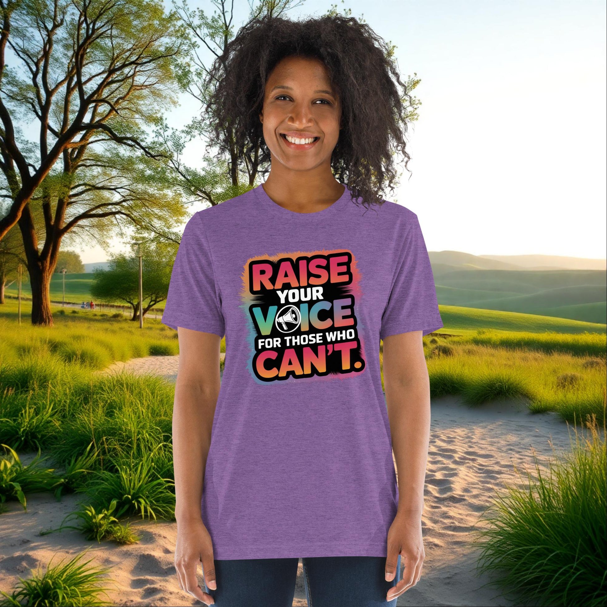 Raise Your Voice for Those Who Can’t on Unisex Tri-Blend T-Shirt, advocacy, domestic abuse awareness, empowerment
