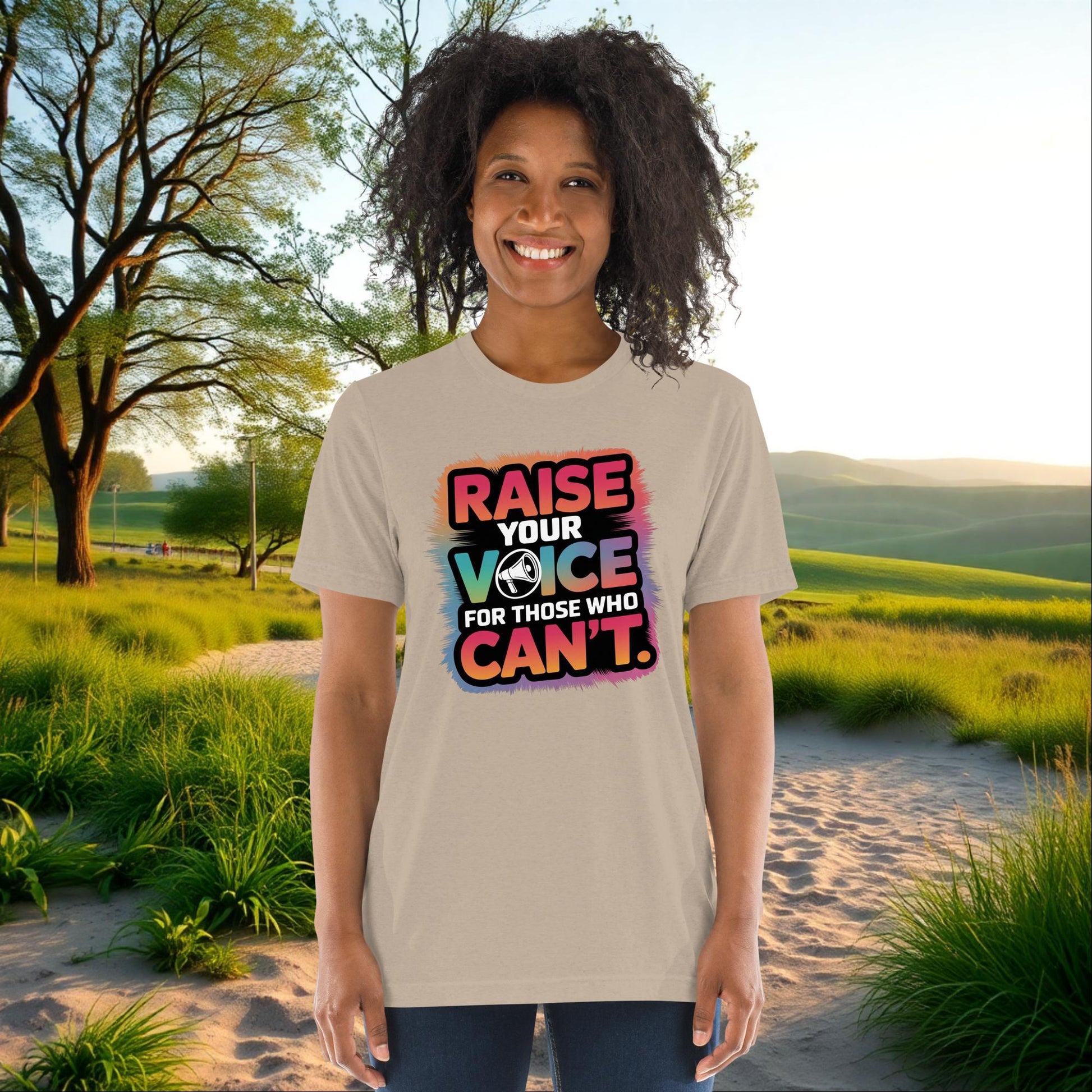 Raise Your Voice for Those Who Can’t on Unisex Tri-Blend T-Shirt, advocacy, domestic abuse awareness, empowerment