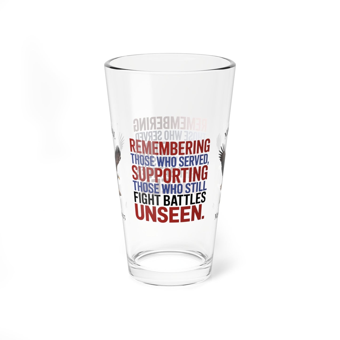 Remembering Those Who Served pint glass - personalized Memorial Day barware for veteran support