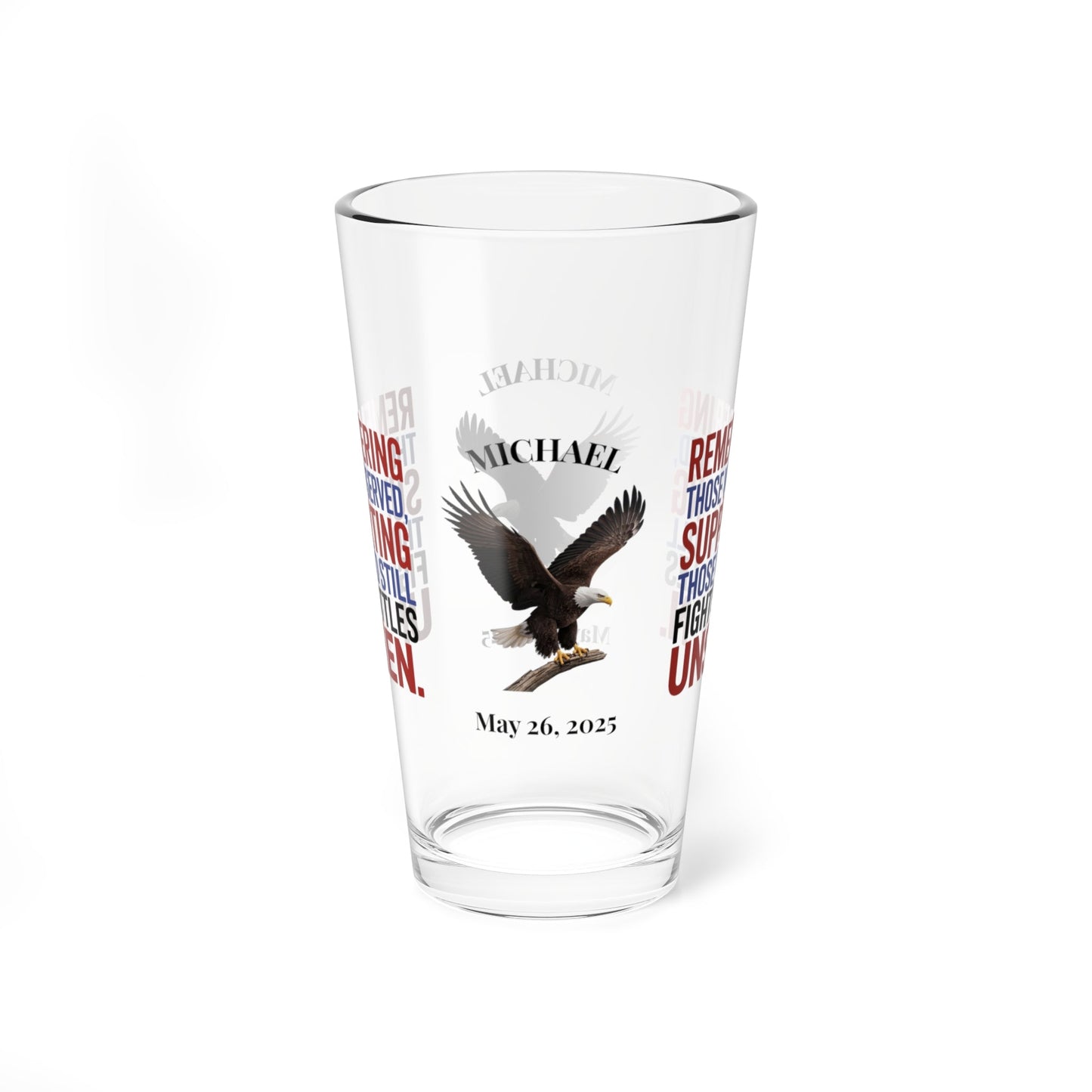 Remembering Those Who Served pint glass - personalized Memorial Day barware for veteran support