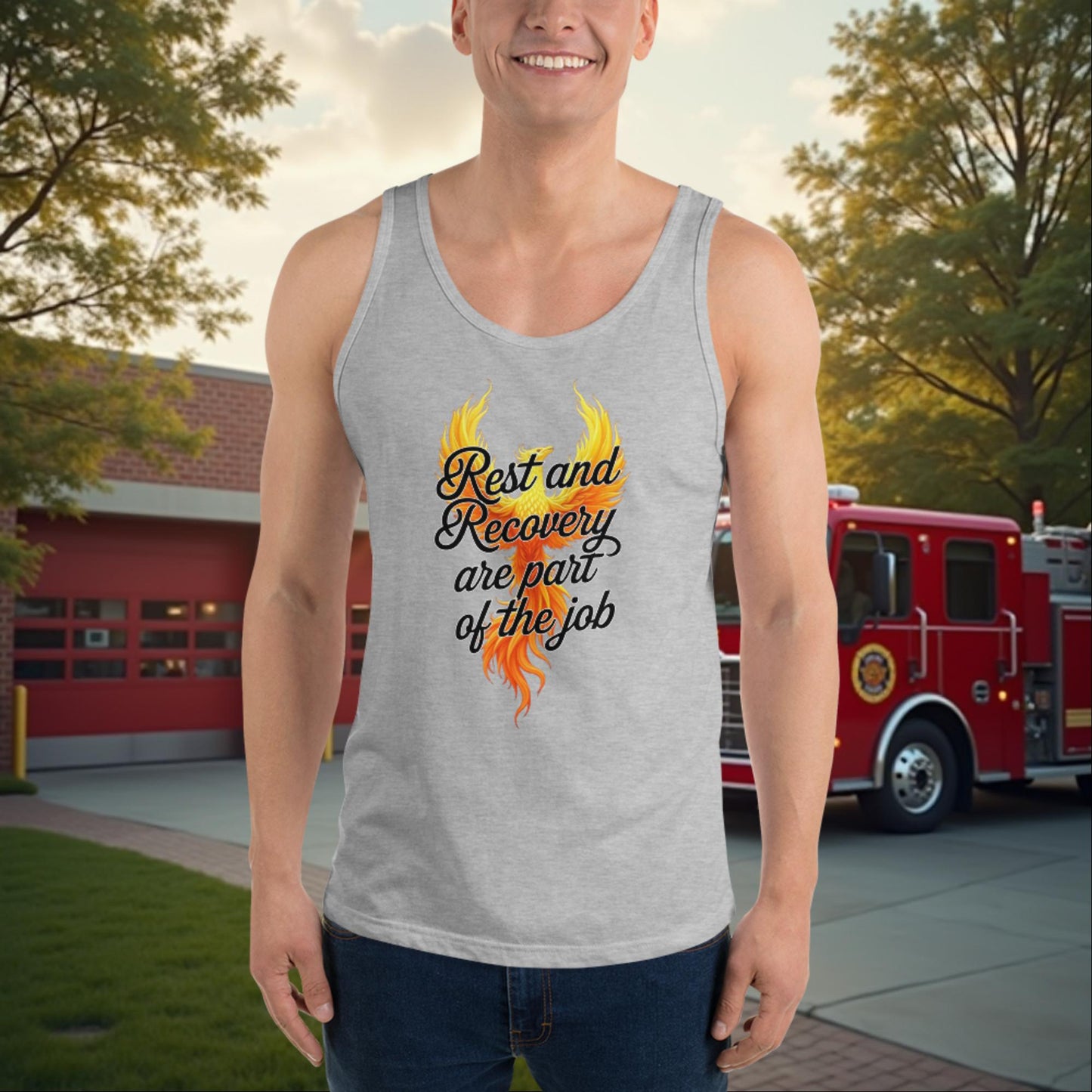 Rest And Recovery Are Part Of The Job - Custom Firefighter Self - Care Tank, Wellness Support Shirt - MySisterIsASurvivor