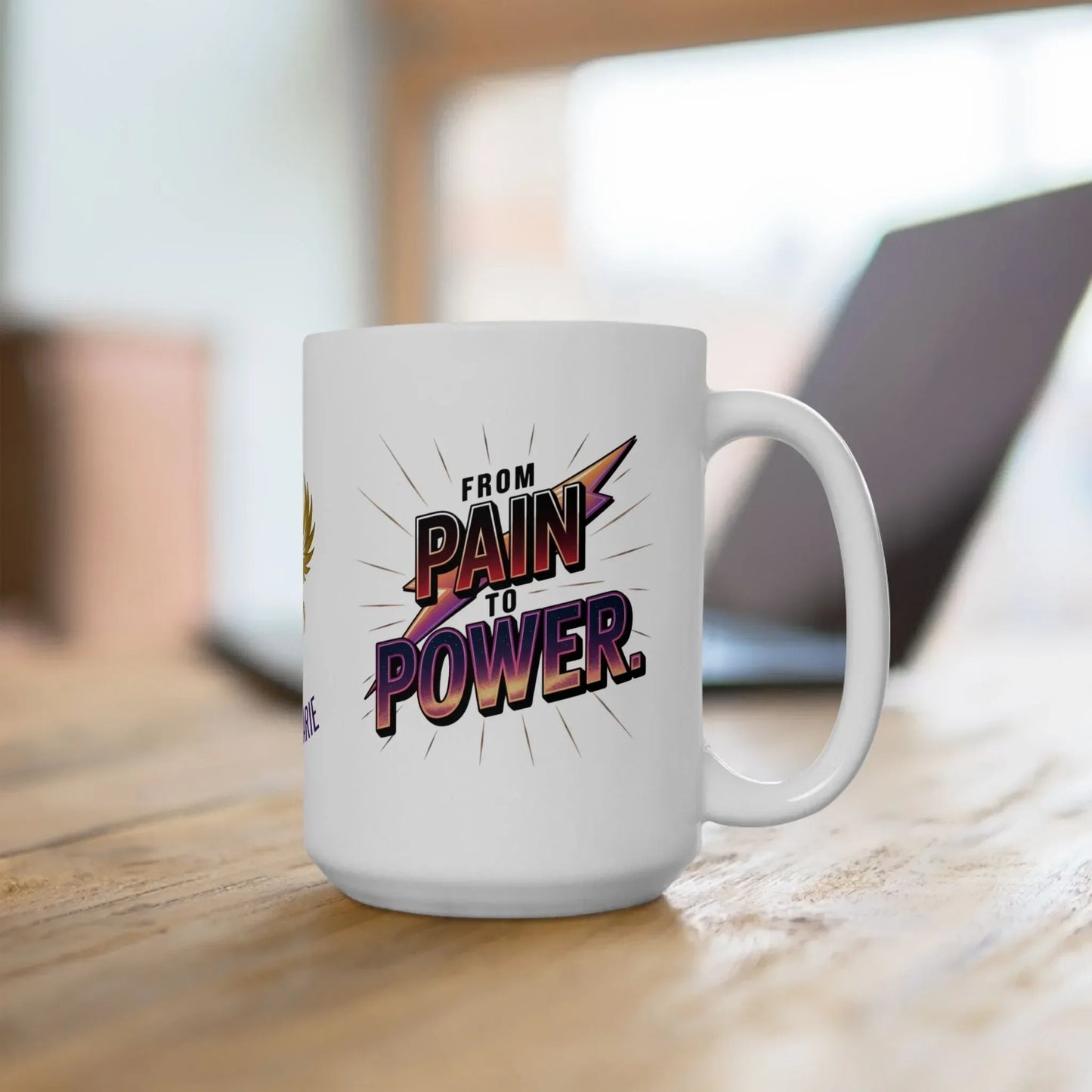 Shop our premium rise reclaim mug from pain to power from MySisterIsASurvivor.