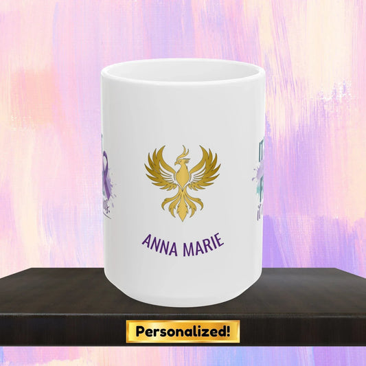 Shop our rise reclaim mug it s not your fault featuring the 15oz style option from MySisterIsASurvivor.