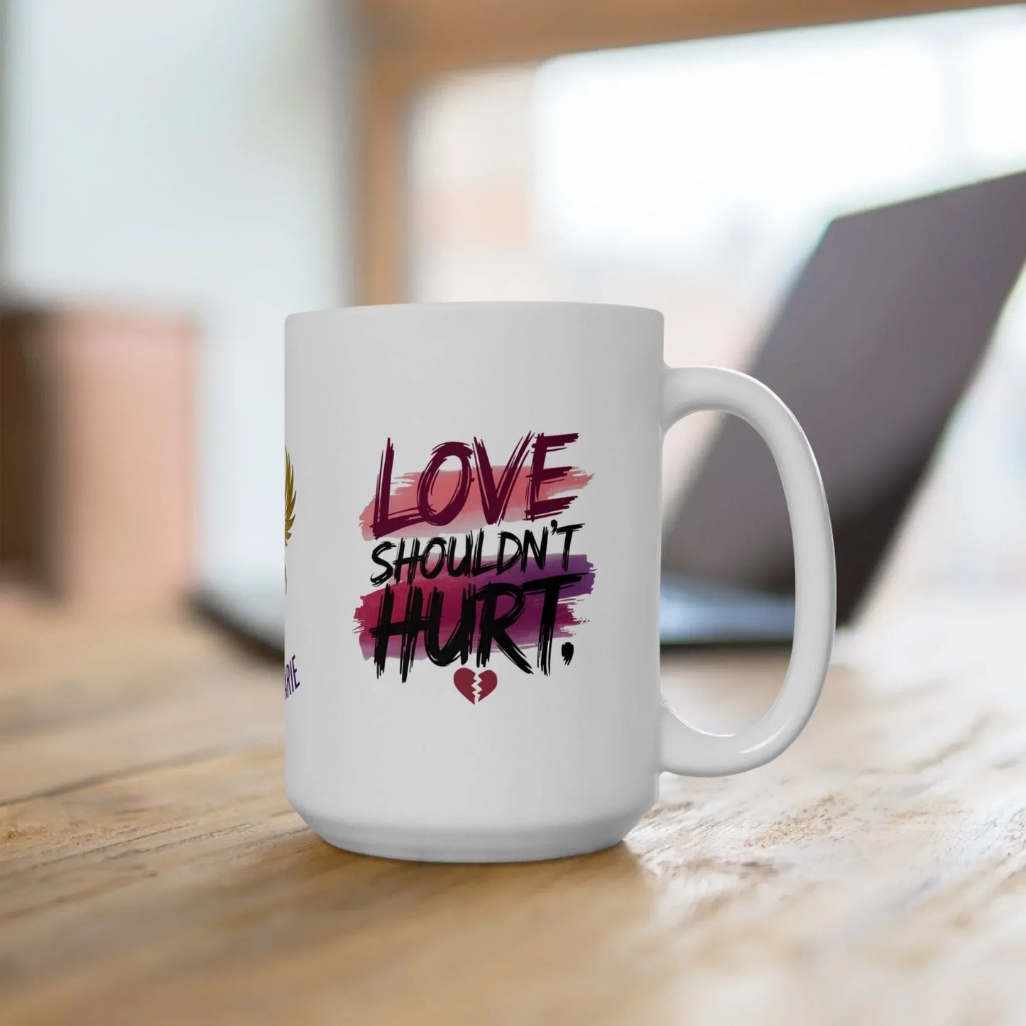 Shop our premium rise reclaim mug love shouldnt hurt from MySisterIsASurvivor.