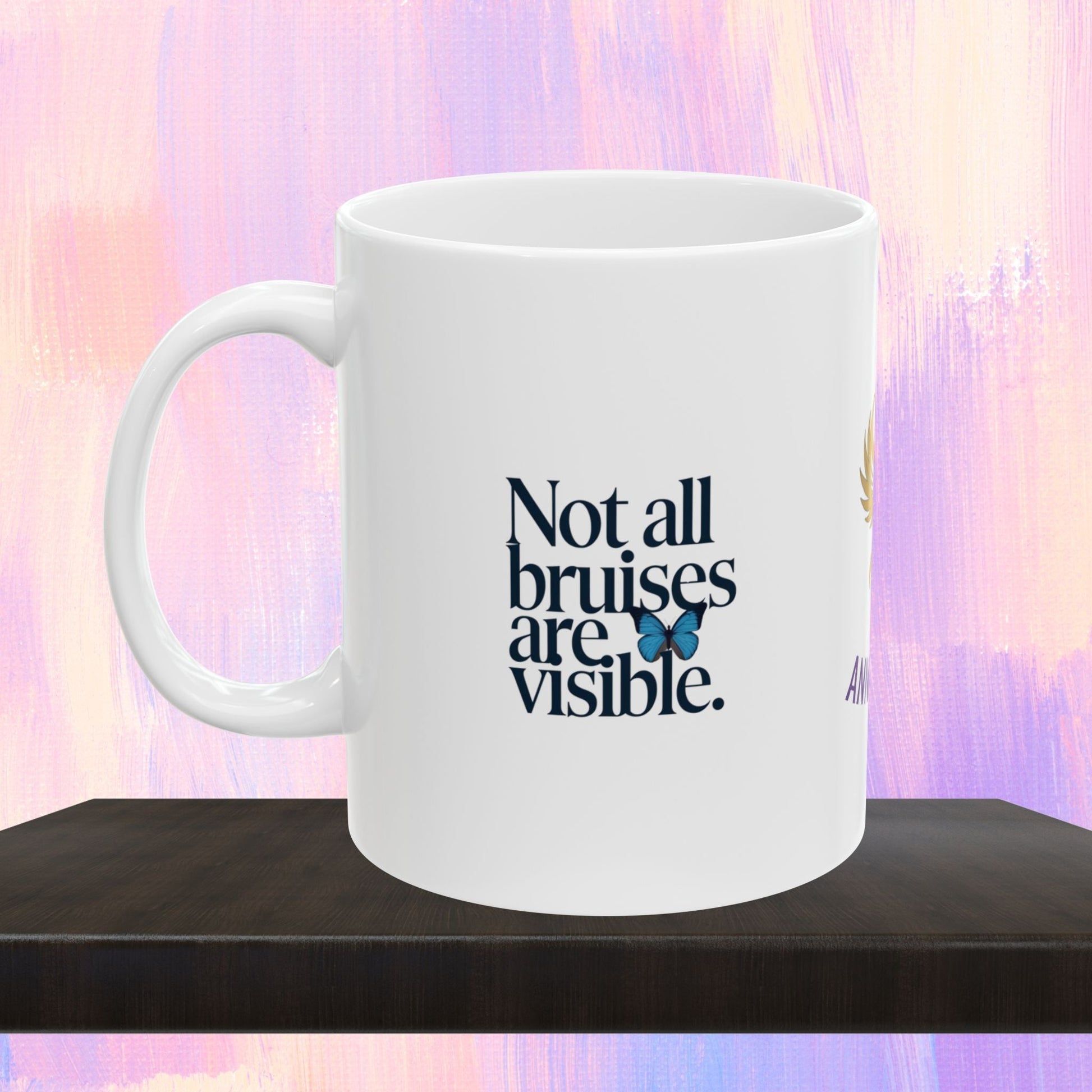 Awareness mug for domestic violence survivors.