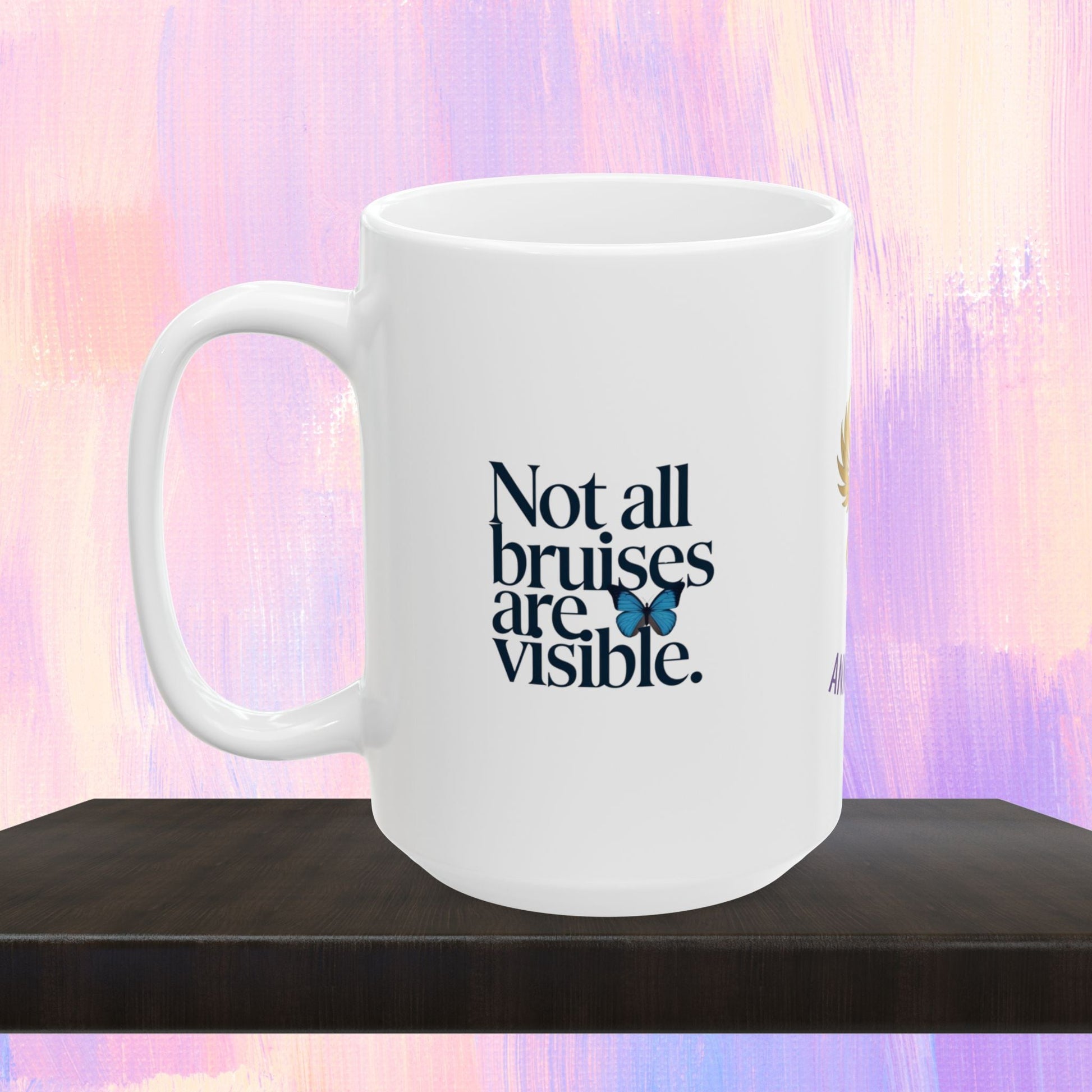 Awareness mug for domestic violence survivors.