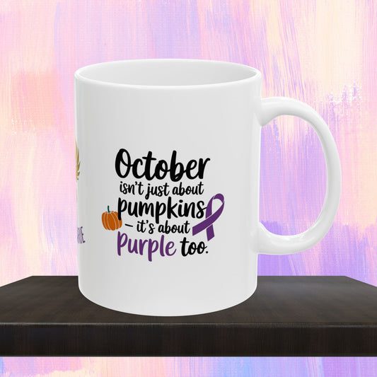 Domestic violence awareness mug for October.