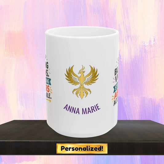 Shop our rise reclaim mug stop blaming victims featuring the 15oz style option from MySisterIsASurvivor.
