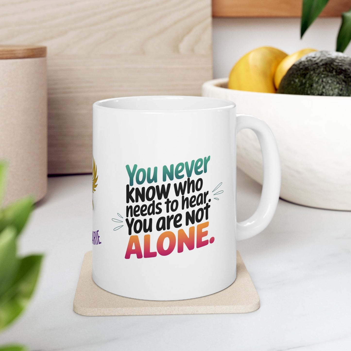 Support mug with message of hope and solidarity.