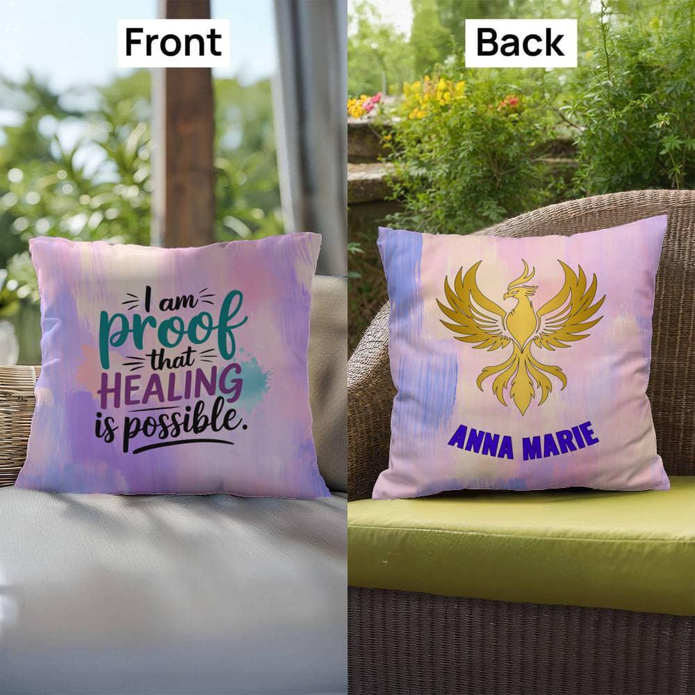 Shop our premium rise reclaim indoor outdoor pillow i am proof from MySisterIsASurvivor.