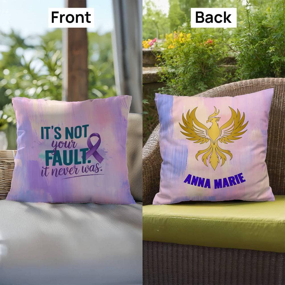 Shop our premium rise reclaim indoor outdoor pillow its not your fault from MySisterIsASurvivor.