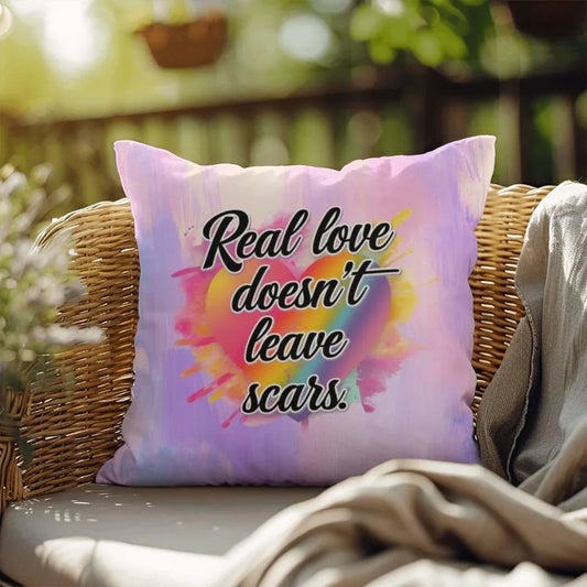 Shop our rise reclaim indoor outdoor pillow real love featuring the 18" x 18" style option from MySisterIsASurvivor.