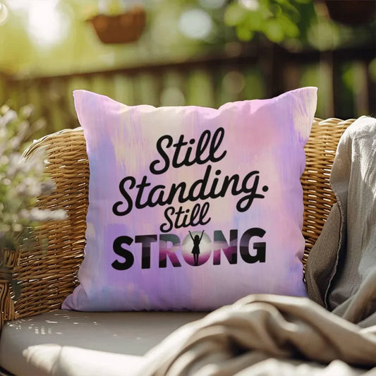 Shop our rise reclaim indoor outdoor pillow still standing featuring the 18" x 18" style option from MySisterIsASurvivor.
