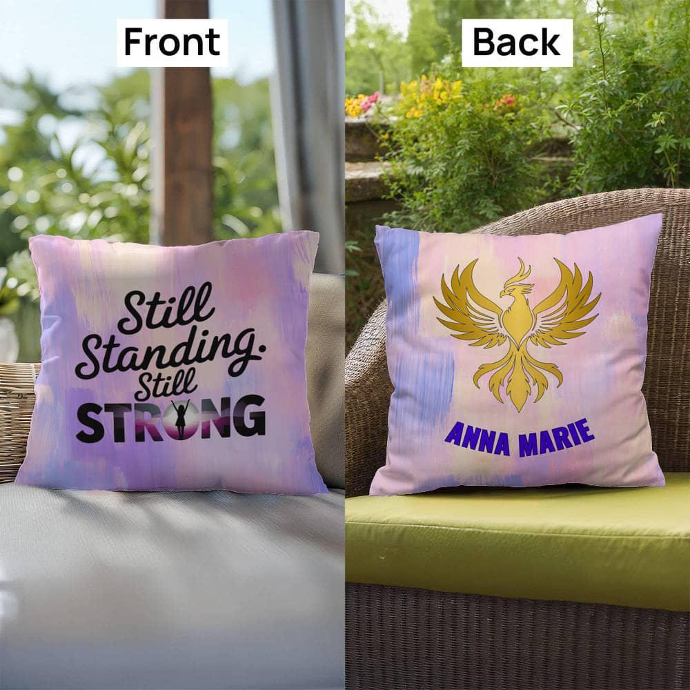 Shop our premium rise reclaim indoor outdoor pillow still standing from MySisterIsASurvivor.