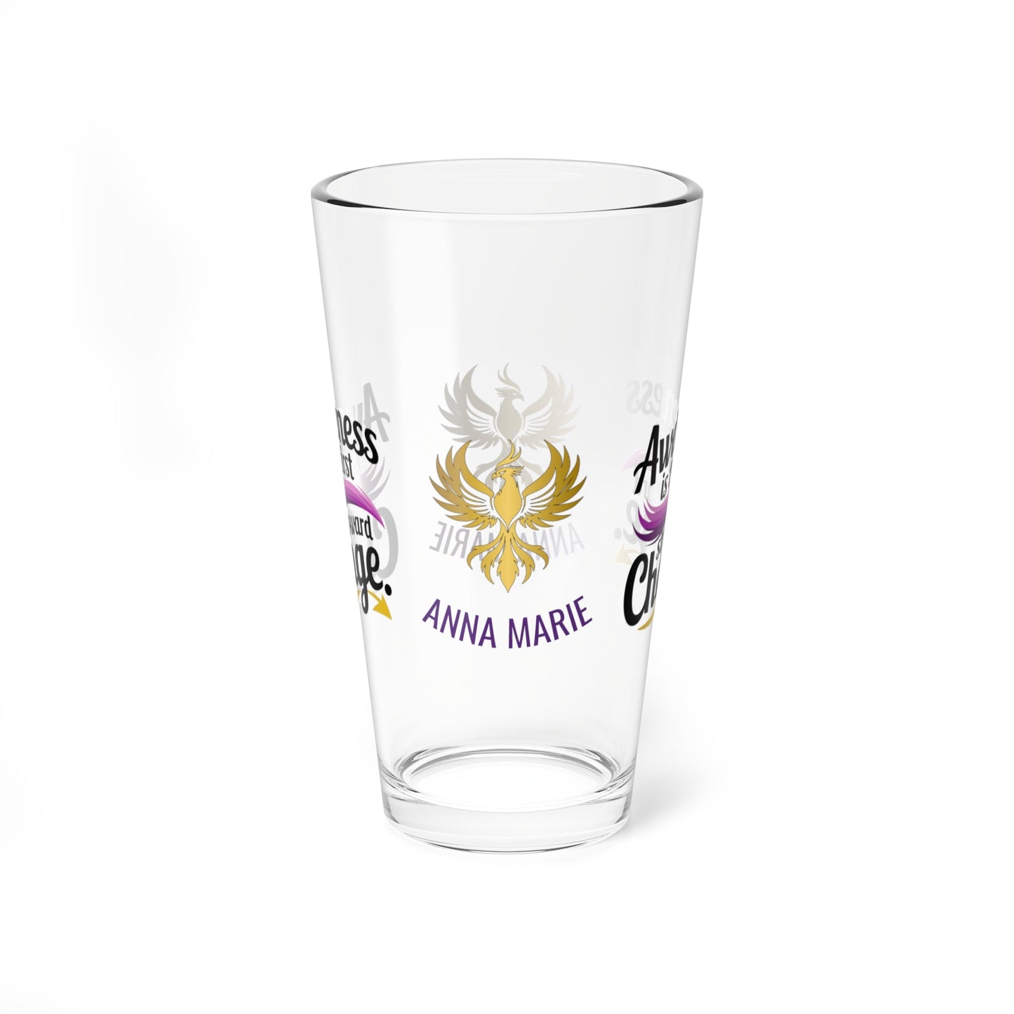 Rise & Reclaim Pint Glass – Awareness is the First Step Toward Change | Domestic Violence Awareness Glass