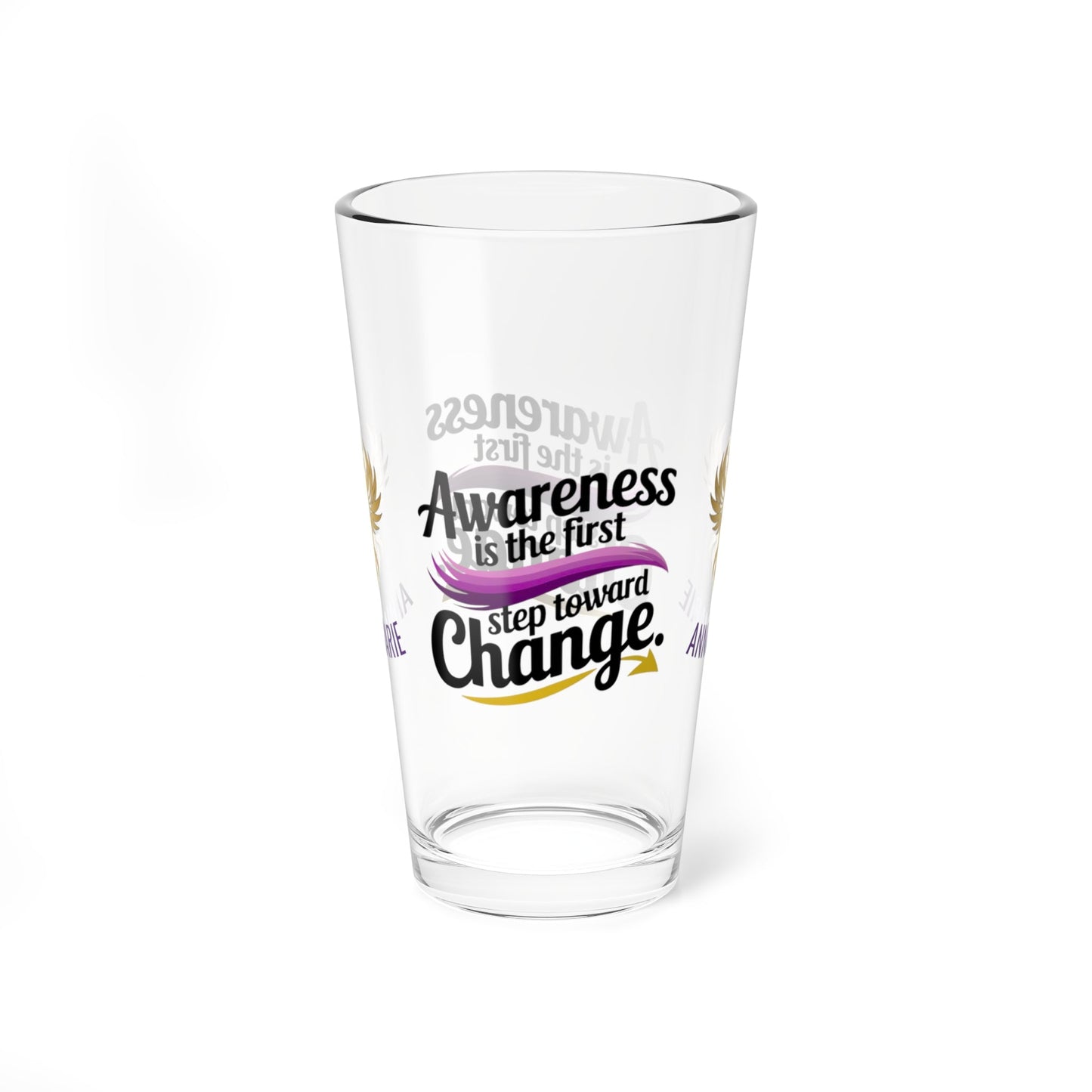 Rise & Reclaim Pint Glass – Awareness is the First Step Toward Change | Domestic Violence Awareness Glass