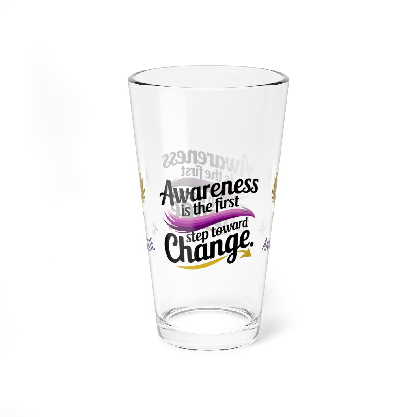 Rise & Reclaim Pint Glass – Awareness is the First Step Toward Change | Domestic Violence Awareness Glass