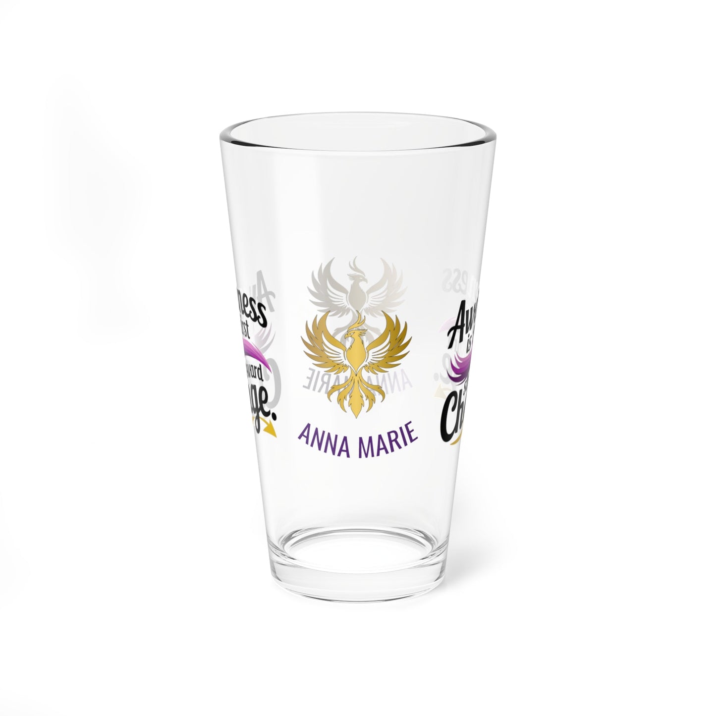 Rise & Reclaim Pint Glass – Awareness is the First Step Toward Change | Domestic Violence Awareness Glass