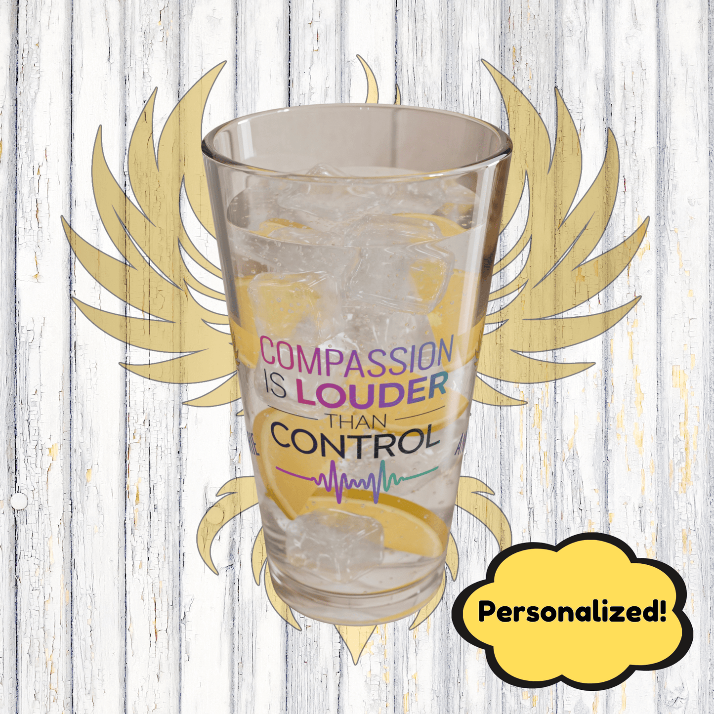 Rise & Reclaim Pint Glass – Compassion Is Louder Than Control | Mental Health Support Gift