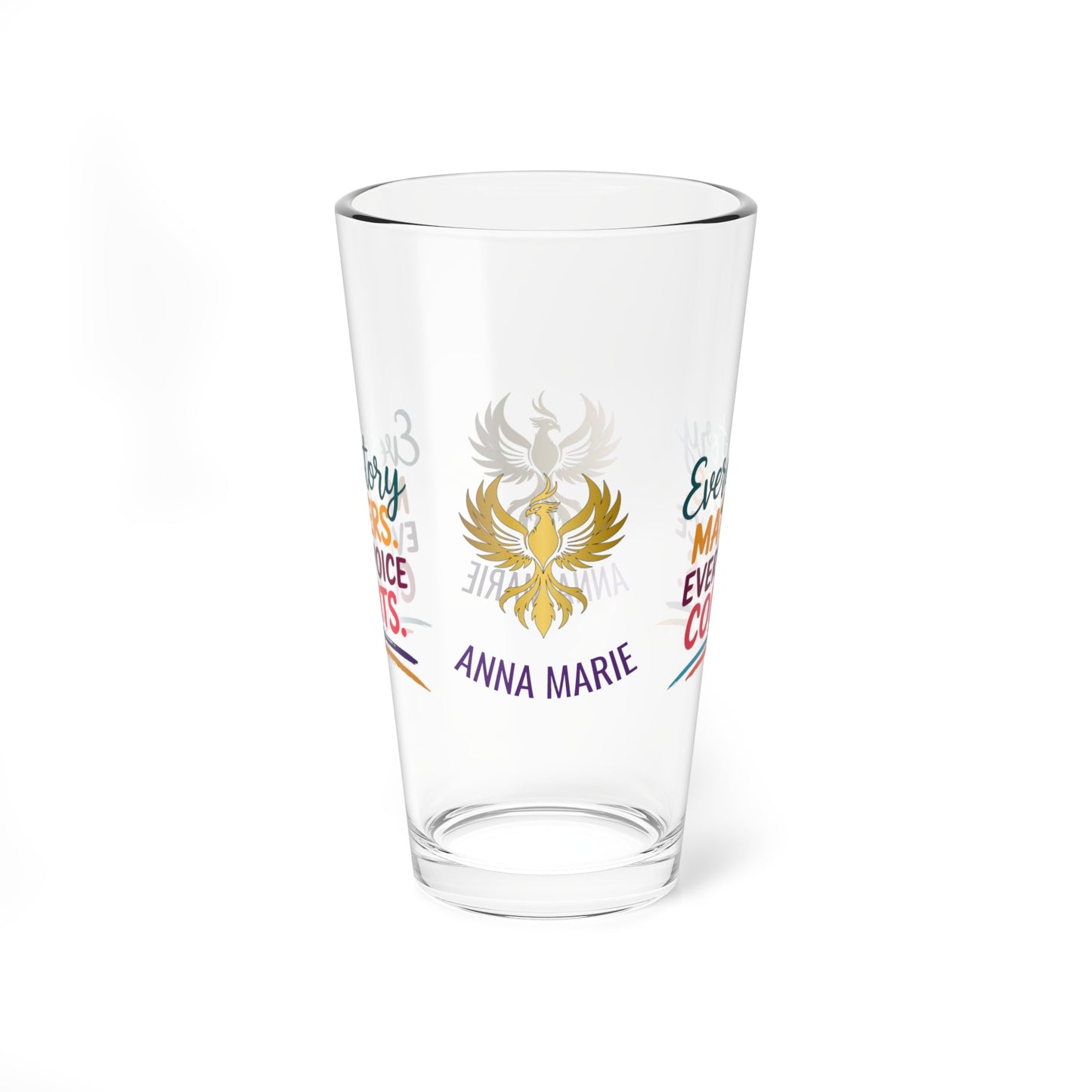 Rise & Reclaim Pint Glass – Every Story Matters. Every Voice Counts | DV Awareness Drinkware