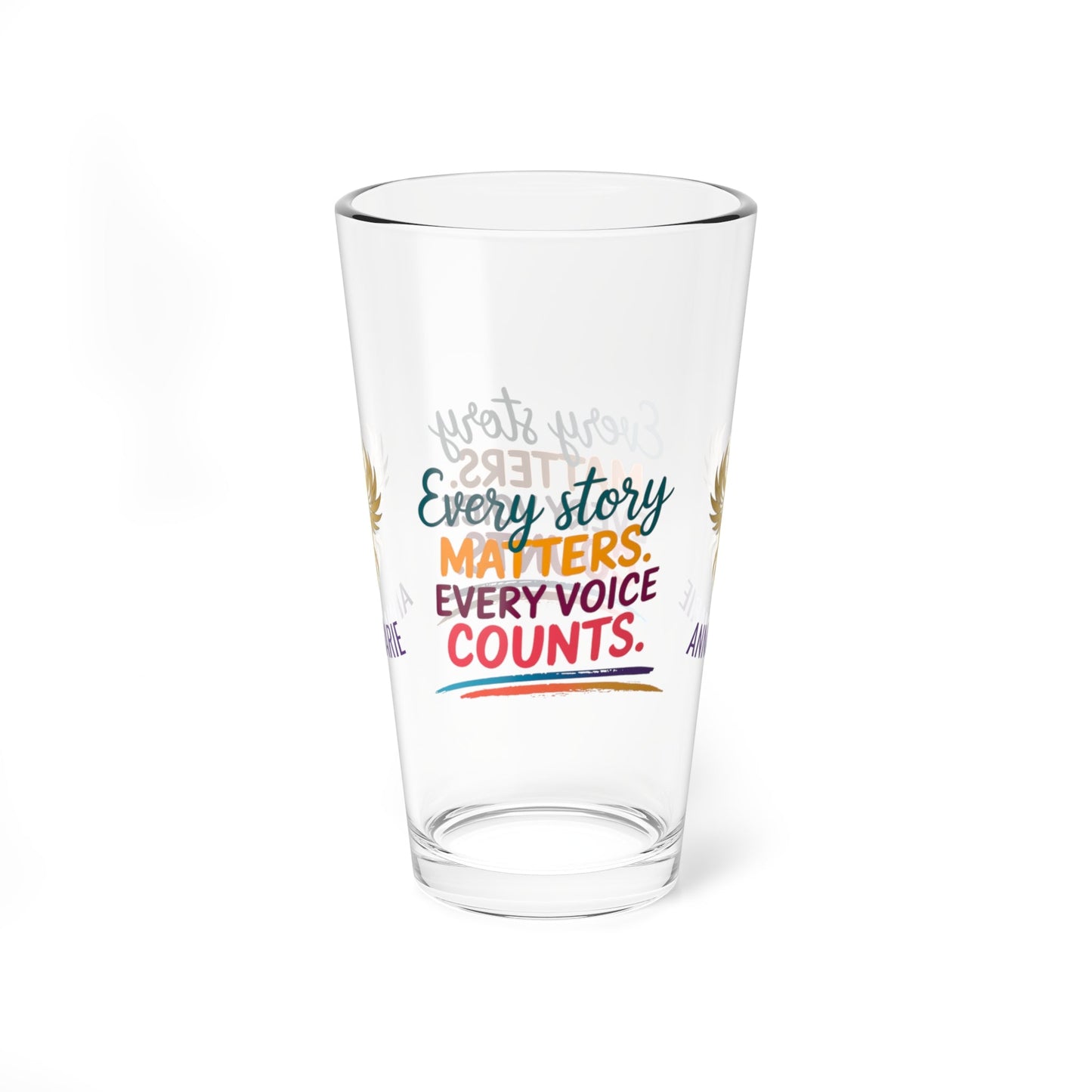 Rise & Reclaim Pint Glass – Every Story Matters. Every Voice Counts | DV Awareness Drinkware