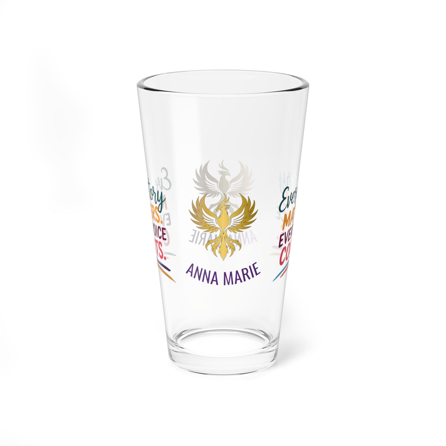 Rise & Reclaim Pint Glass – Every Story Matters. Every Voice Counts | DV Awareness Drinkware