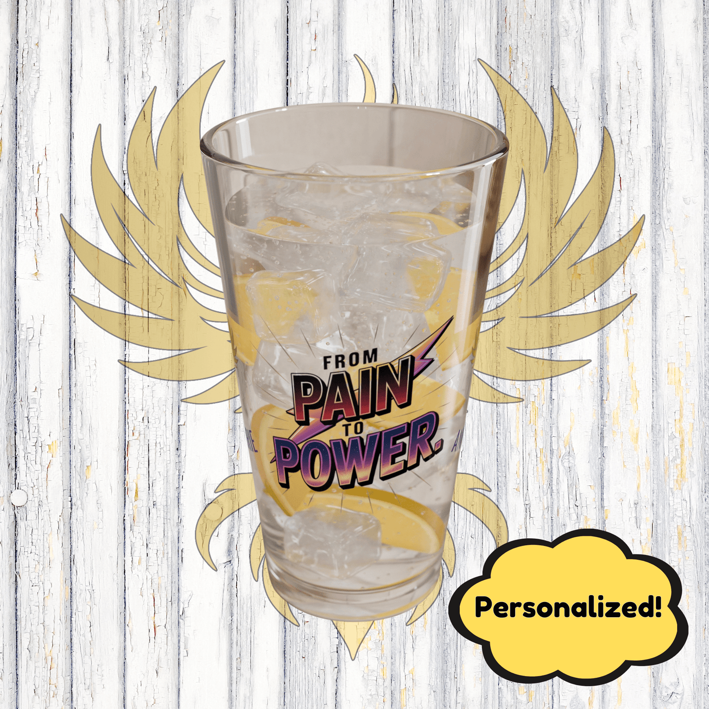 Rise & Reclaim Pint Glass – From Pain to Power | Empowerment Drinkware for Survivors