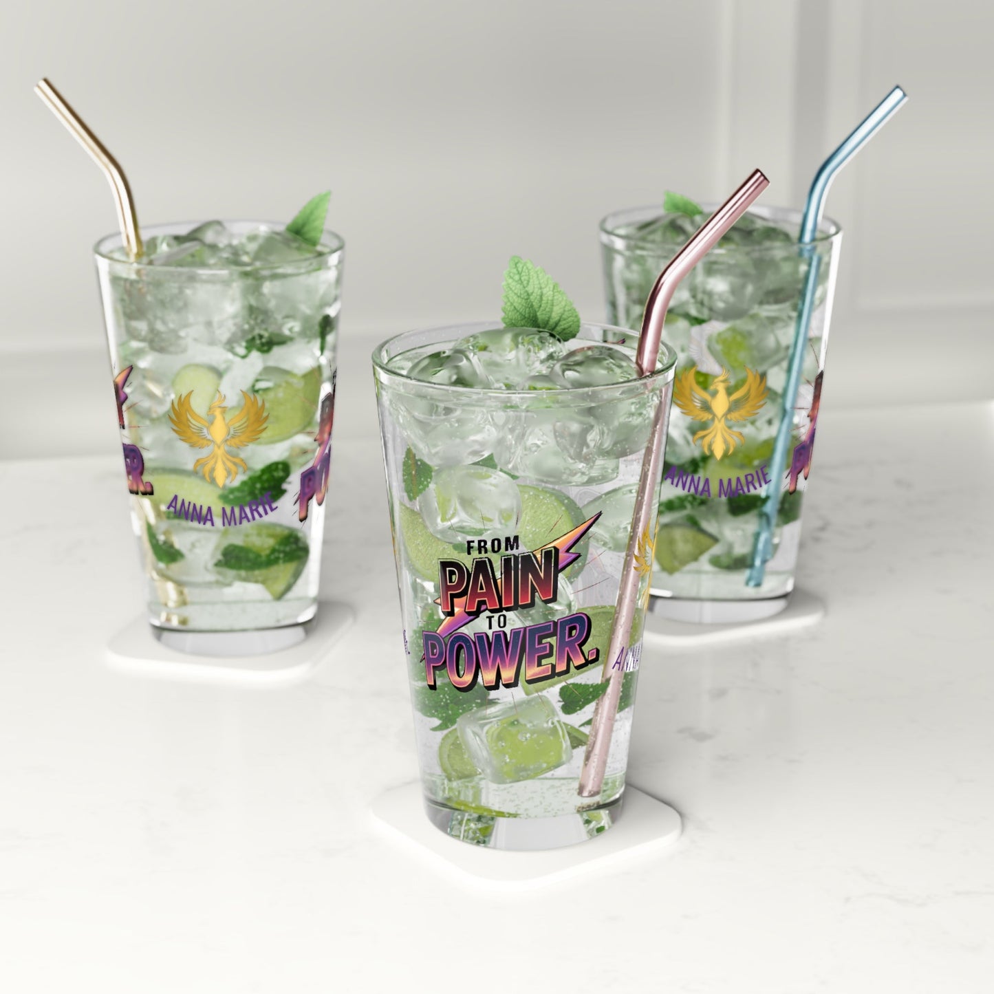 Rise & Reclaim Pint Glass – From Pain to Power | Empowerment Drinkware for Survivors