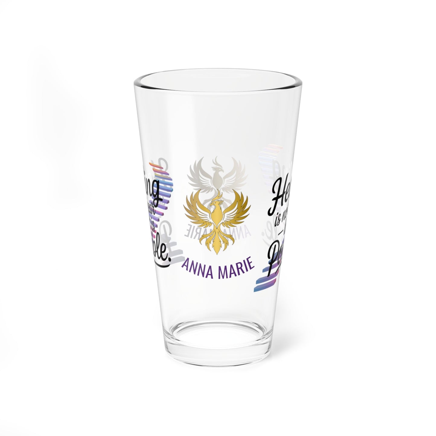 Rise & Reclaim Pint Glass – Healing Is Not Linear – But It Is Possible | PTSD Awareness Glass