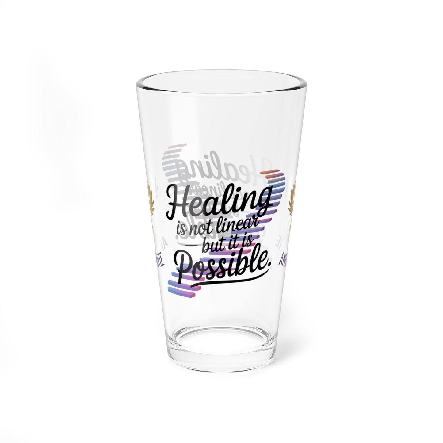 Rise & Reclaim Pint Glass – Healing Is Not Linear – But It Is Possible | PTSD Awareness Glass