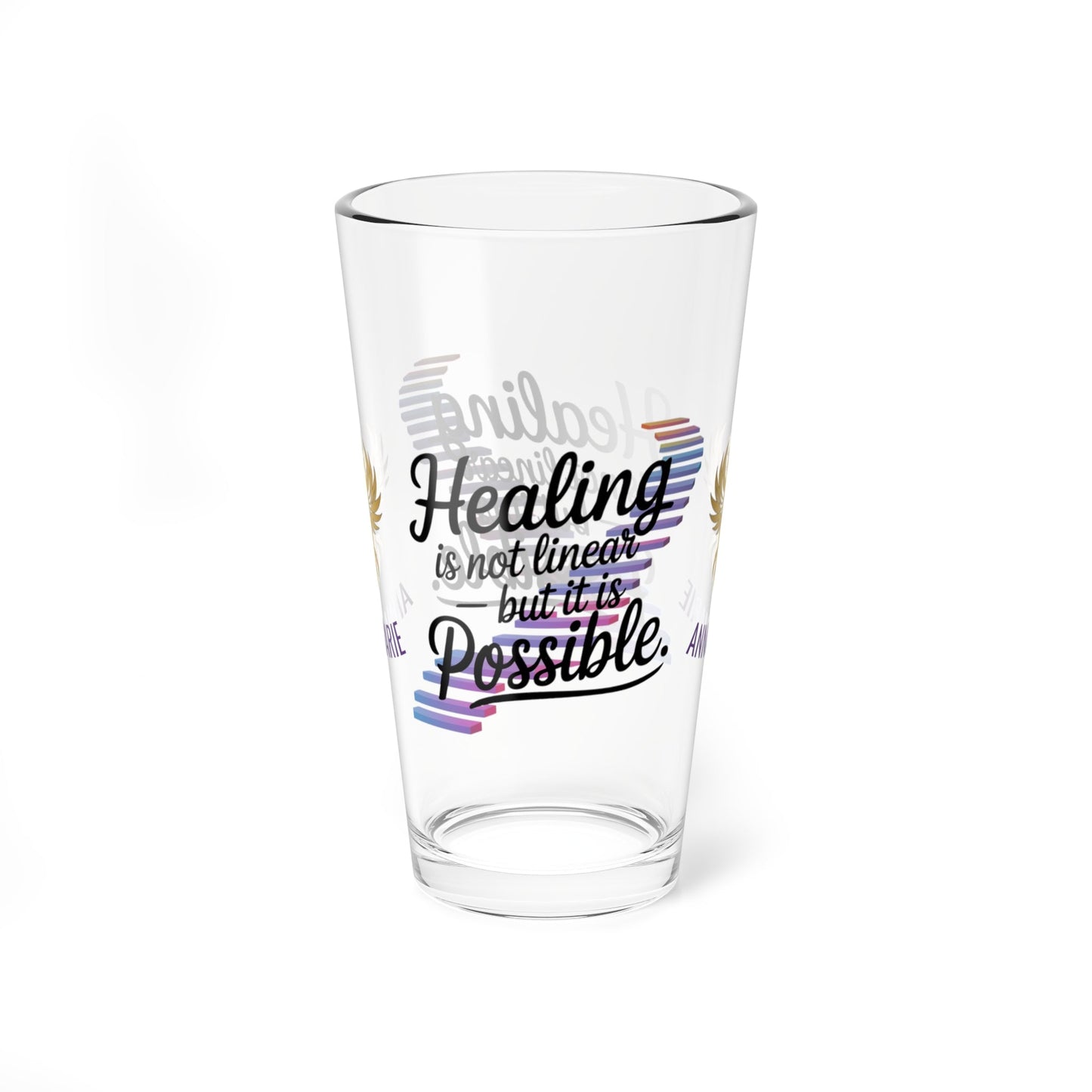 Rise & Reclaim Pint Glass – Healing Is Not Linear – But It Is Possible | PTSD Awareness Glass