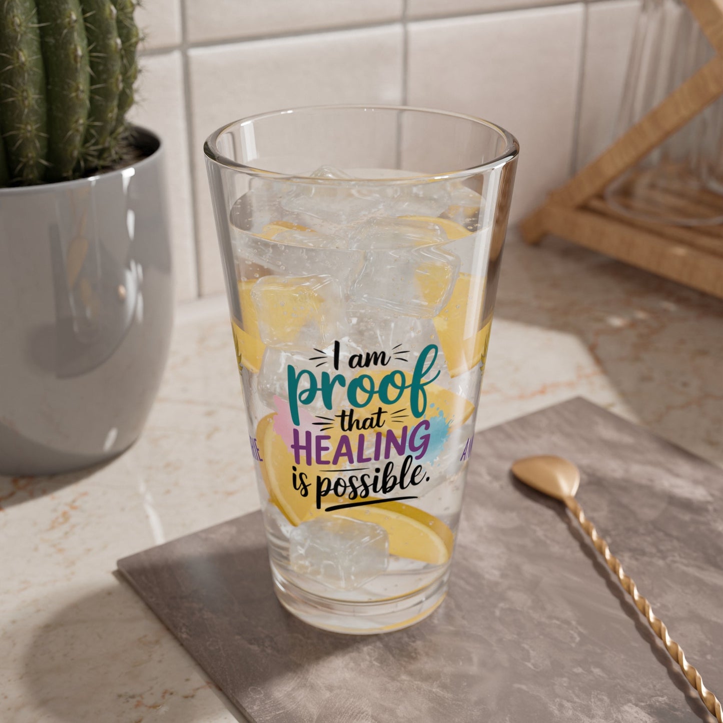 Rise & Reclaim Pint Glass – I Am Proof That Healing Is Possible | Trauma Recovery Pint - MySisterIsASurvivor