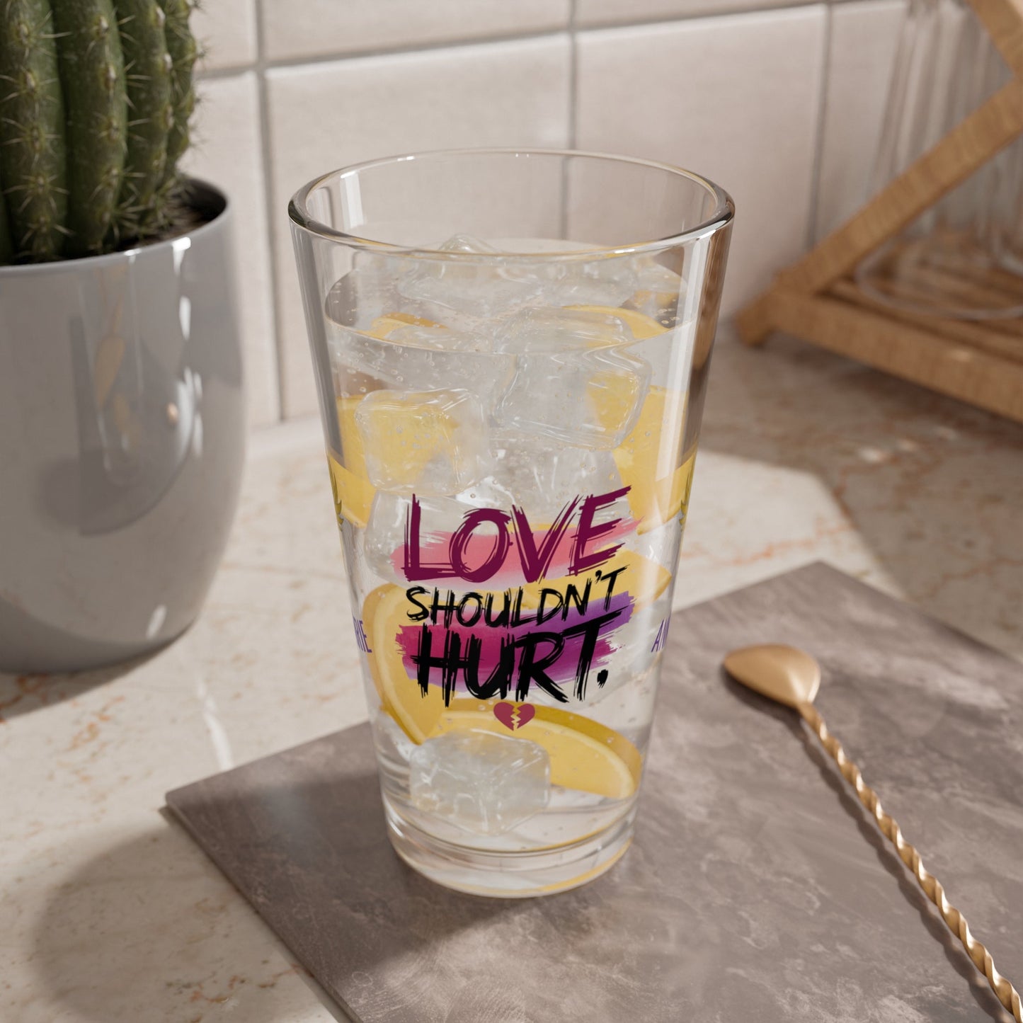 Rise & Reclaim Pint Glass – Love Shouldn't Hurt | DV Awareness and Empowerment Gift - MySisterIsASurvivor