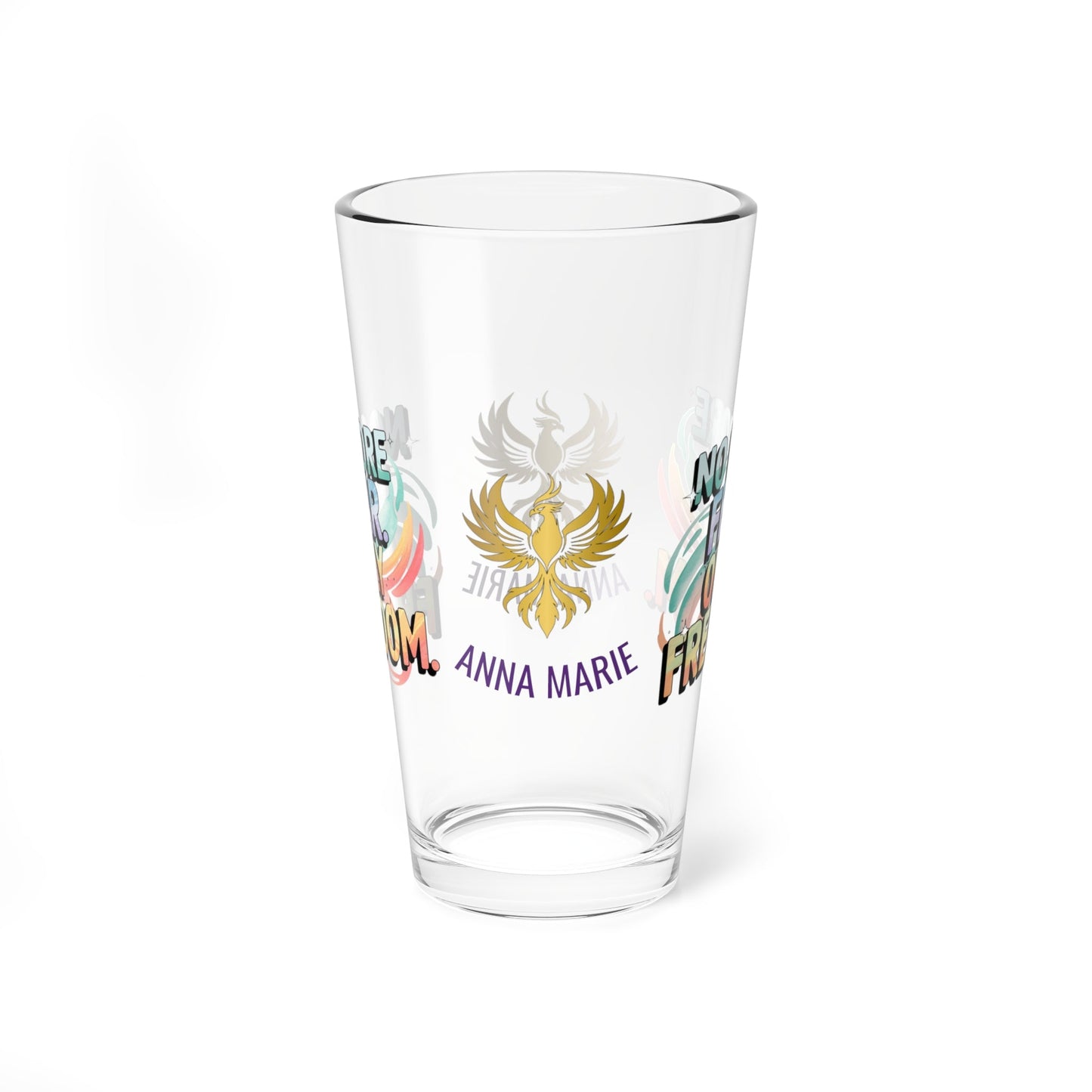 Rise & Reclaim Pint Glass – No More Fear. Only Freedom | Abuse Recovery Drinkware - MySisterIsASurvivor