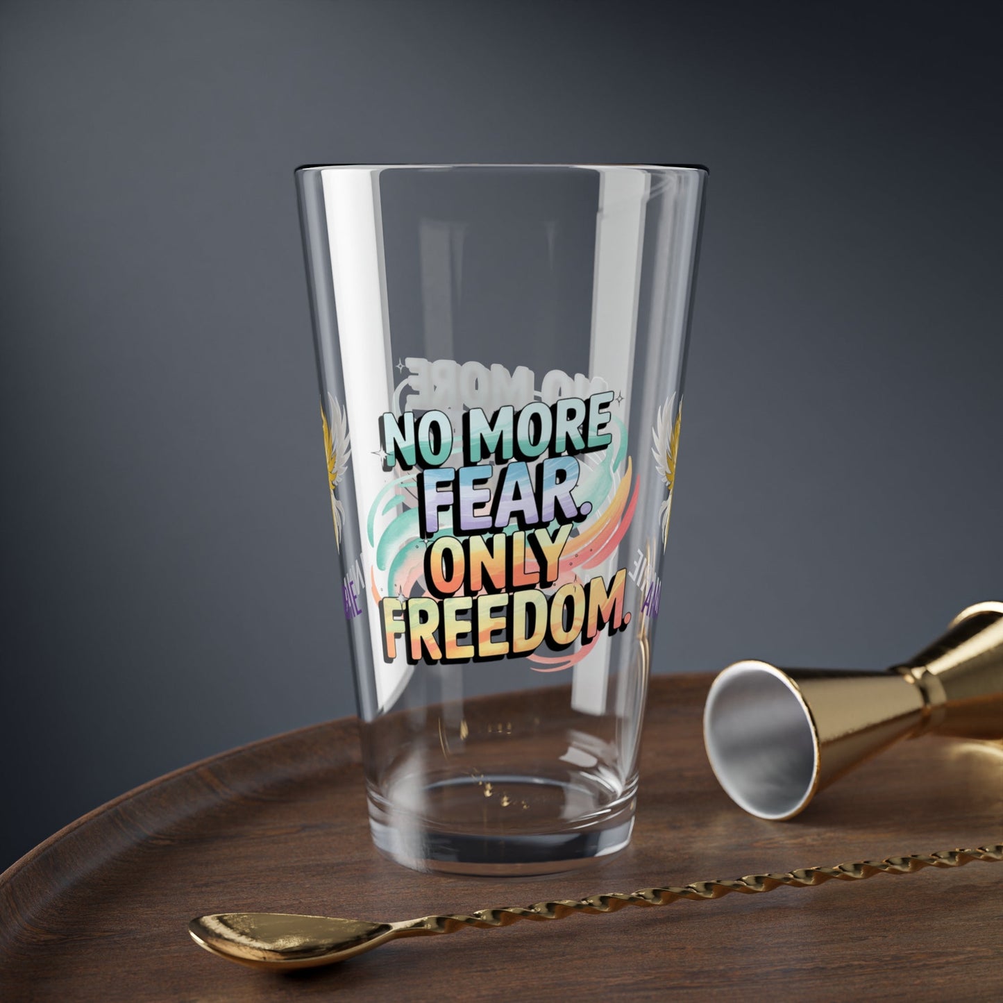 Rise & Reclaim Pint Glass – No More Fear. Only Freedom | Abuse Recovery Drinkware - MySisterIsASurvivor