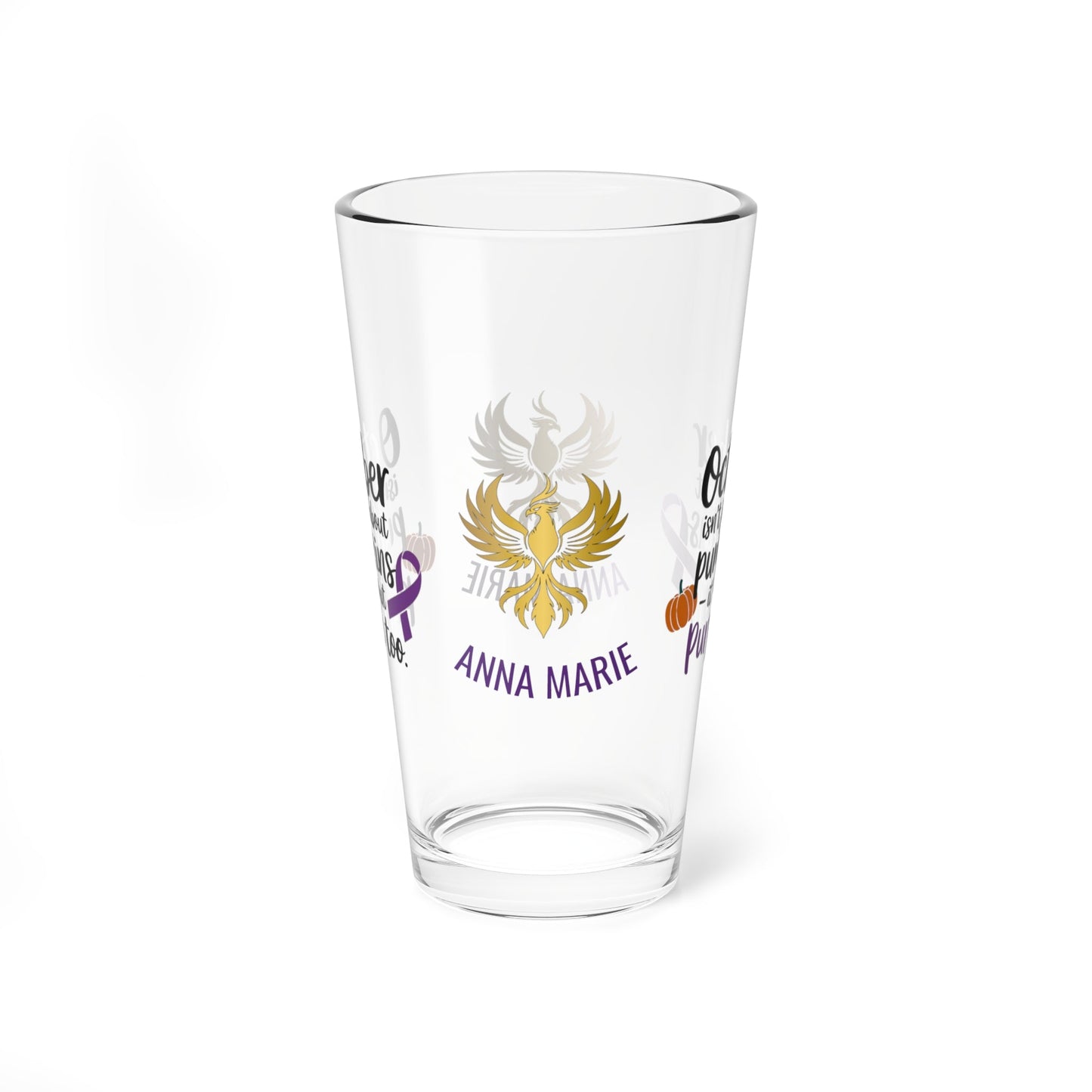 Rise & Reclaim Pint Glass – October Isn’t Just About Pumpkins – It’s About Purple | DV Awareness Month Glass - MySisterIsASurvivor