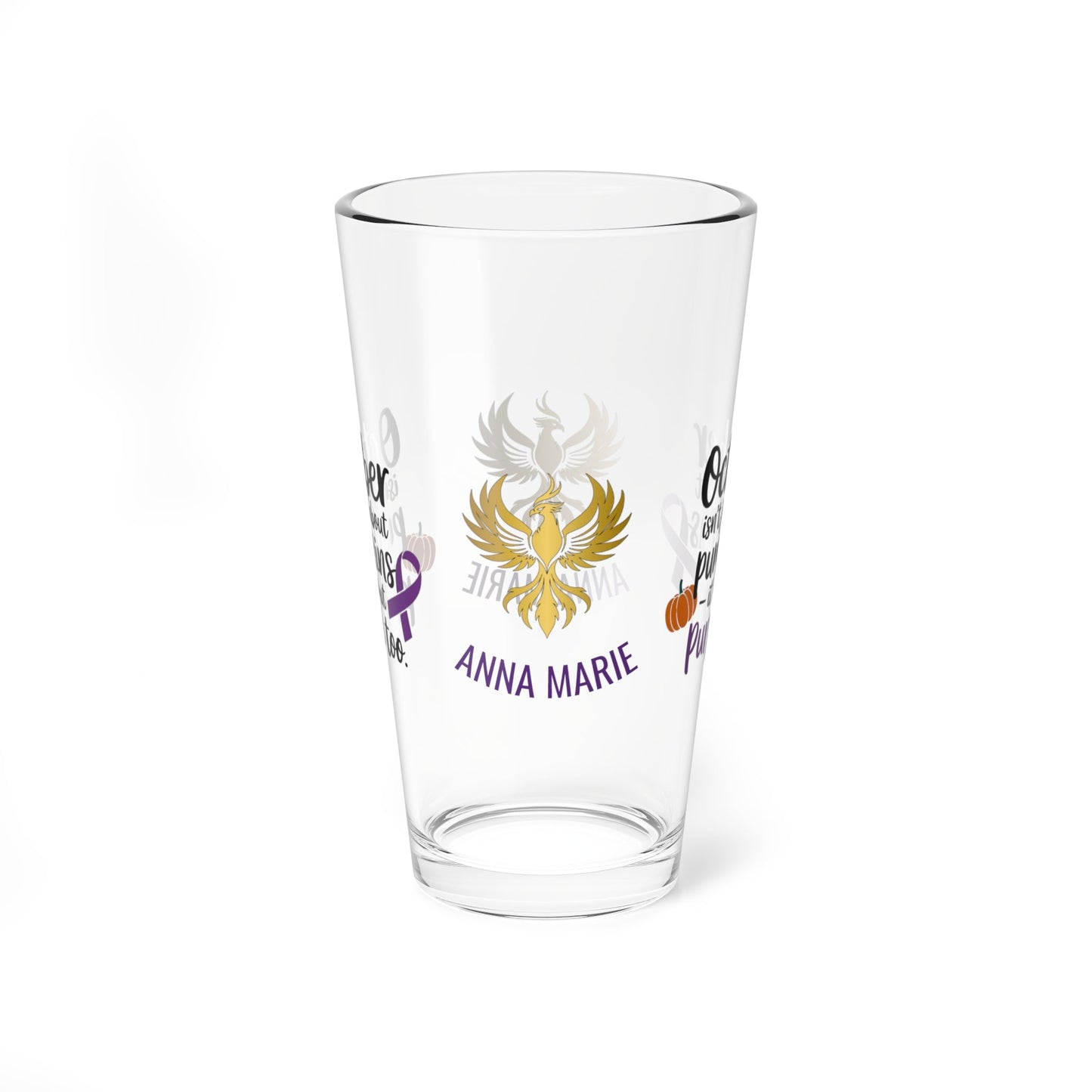 Rise & Reclaim Pint Glass – October Isn’t Just About Pumpkins – It’s About Purple | DV Awareness Month Glass - MySisterIsASurvivor