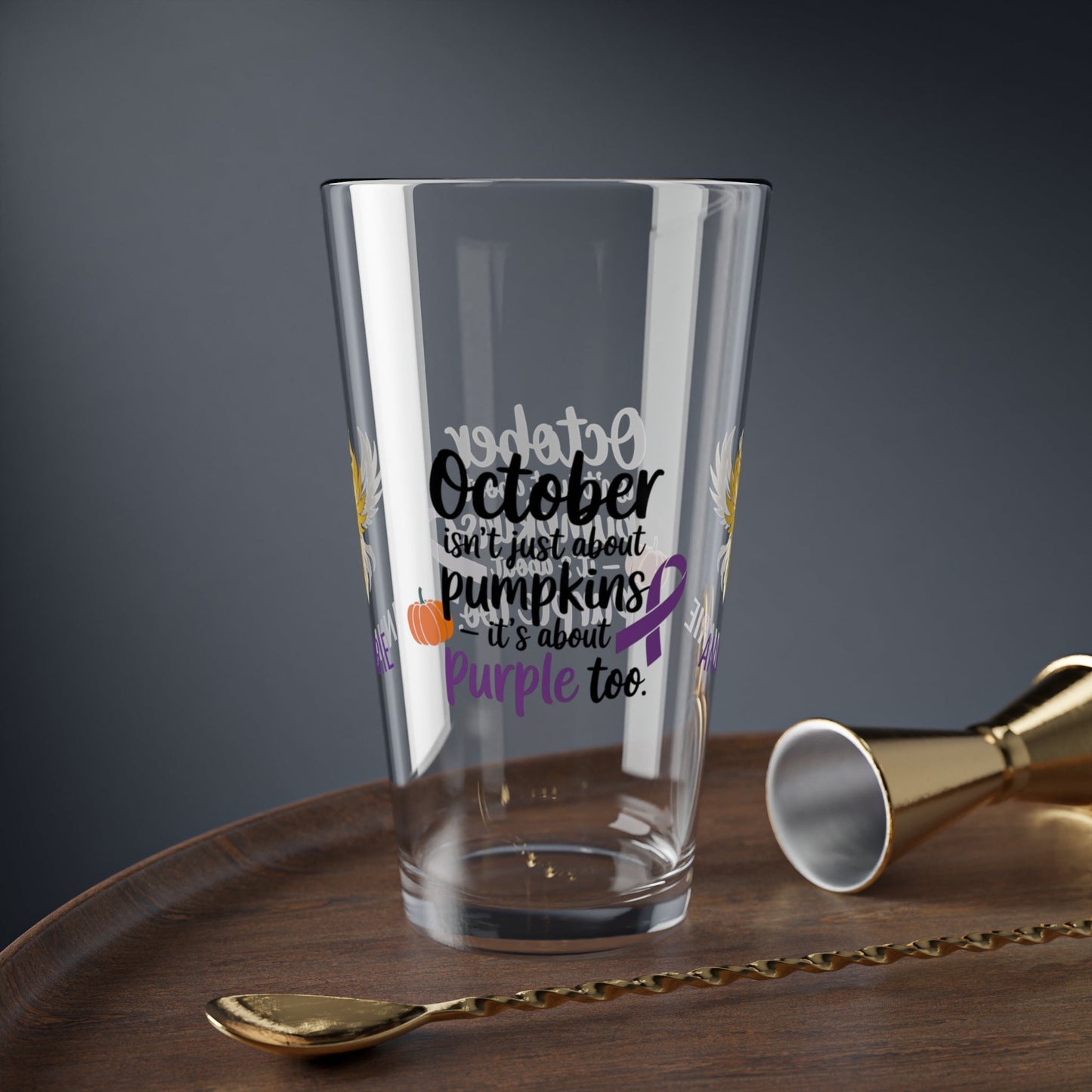 Rise & Reclaim Pint Glass – October Isn’t Just About Pumpkins – It’s About Purple | DV Awareness Month Glass - MySisterIsASurvivor