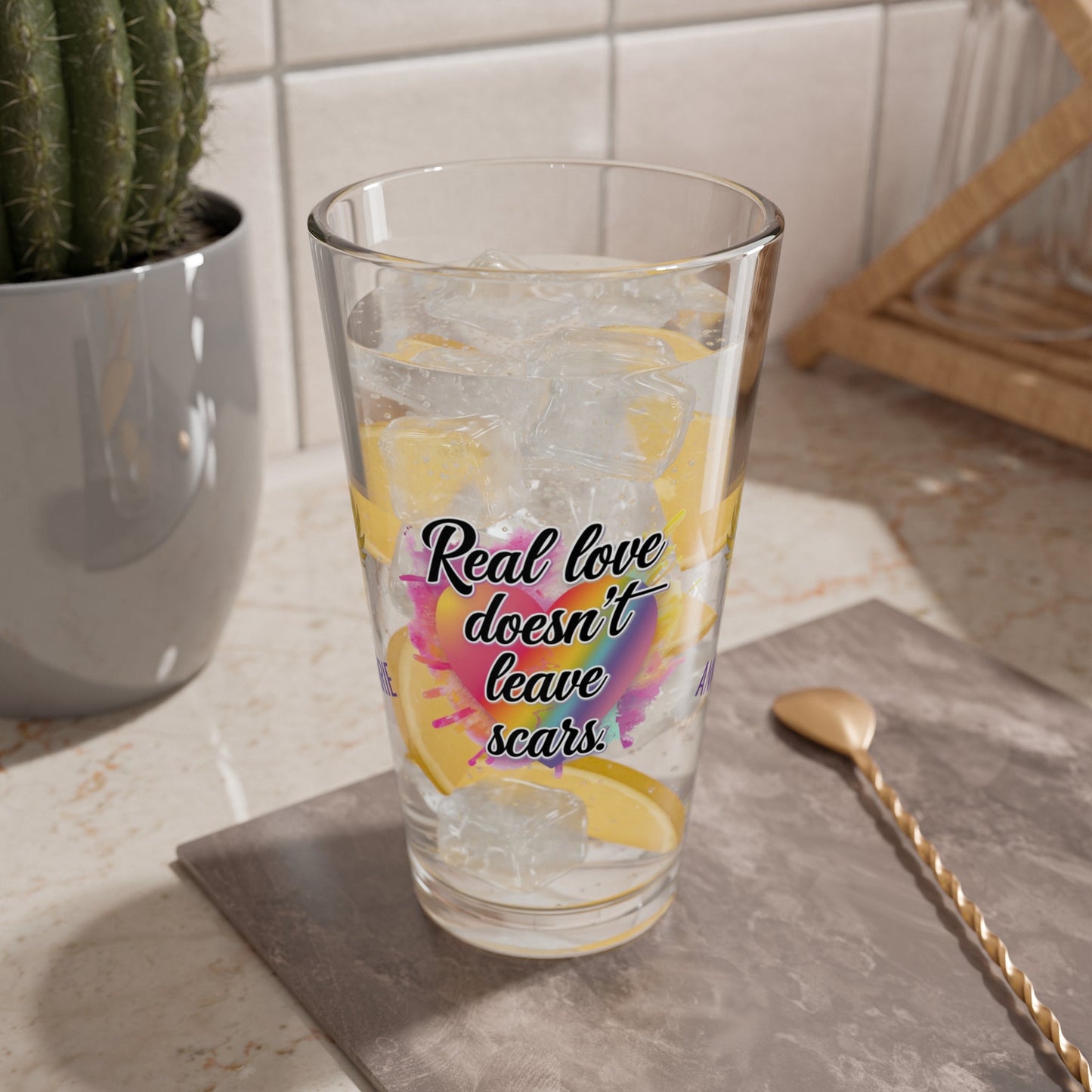 Rise & Reclaim Pint Glass – Real Love Doesn’t Leave Scars | DV Advocacy Pint Glass - MySisterIsASurvivor