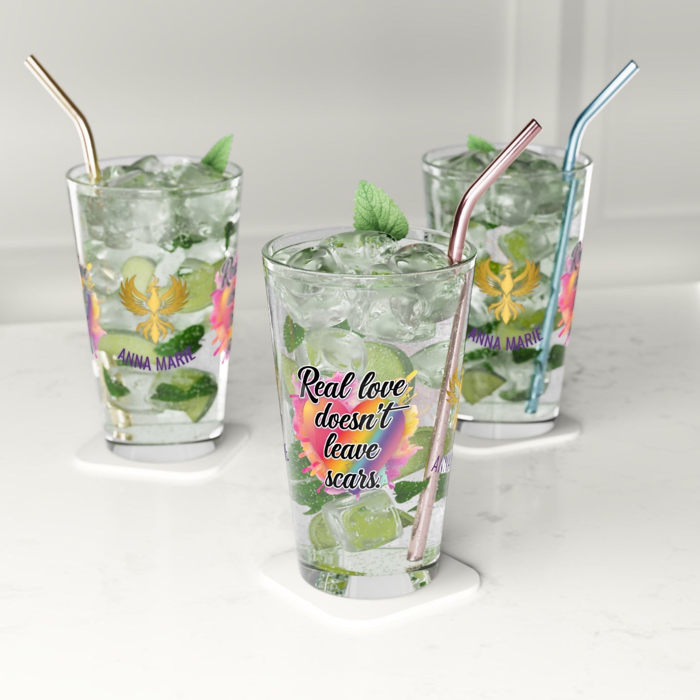 Rise & Reclaim Pint Glass – Real Love Doesn’t Leave Scars | DV Advocacy Pint Glass - MySisterIsASurvivor