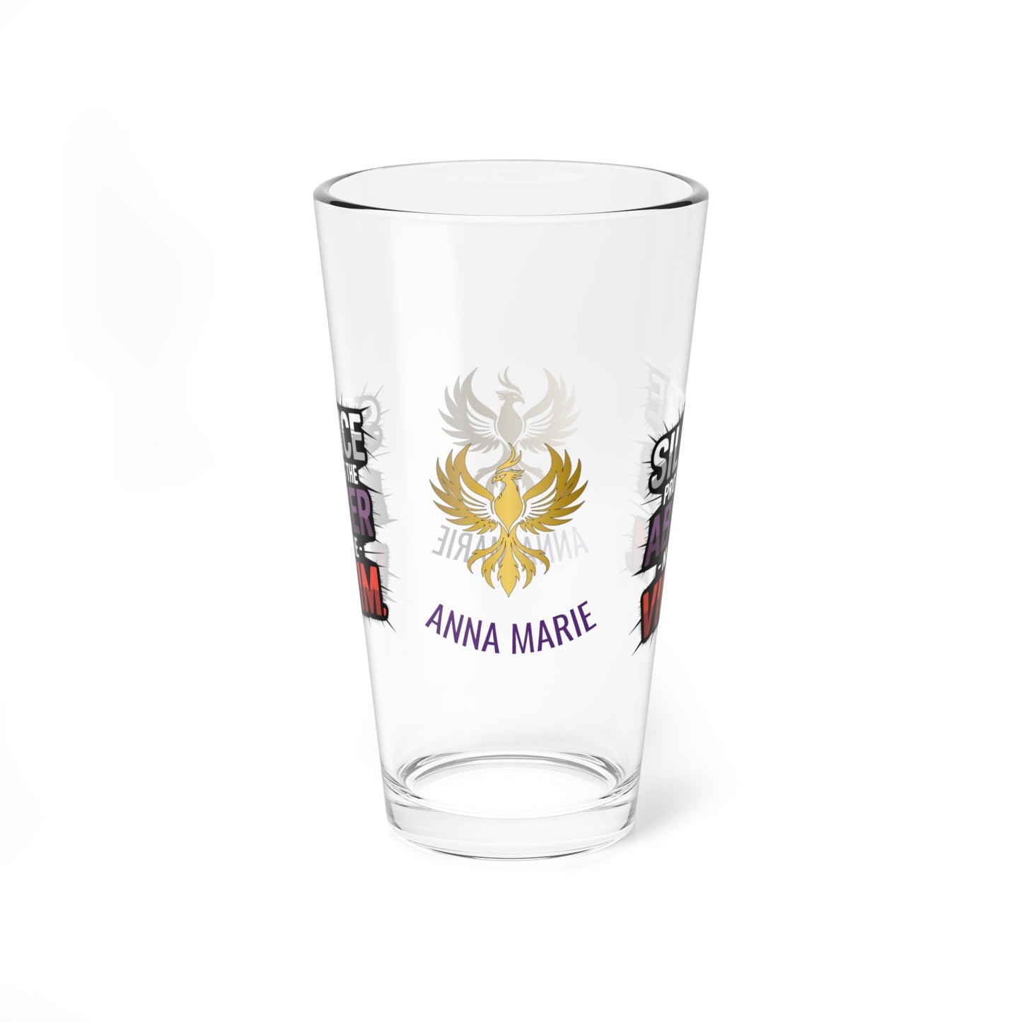 Rise & Reclaim Pint Glass – Silence Protects the Abuser – Not the Victim | Speak Out Glass - MySisterIsASurvivor