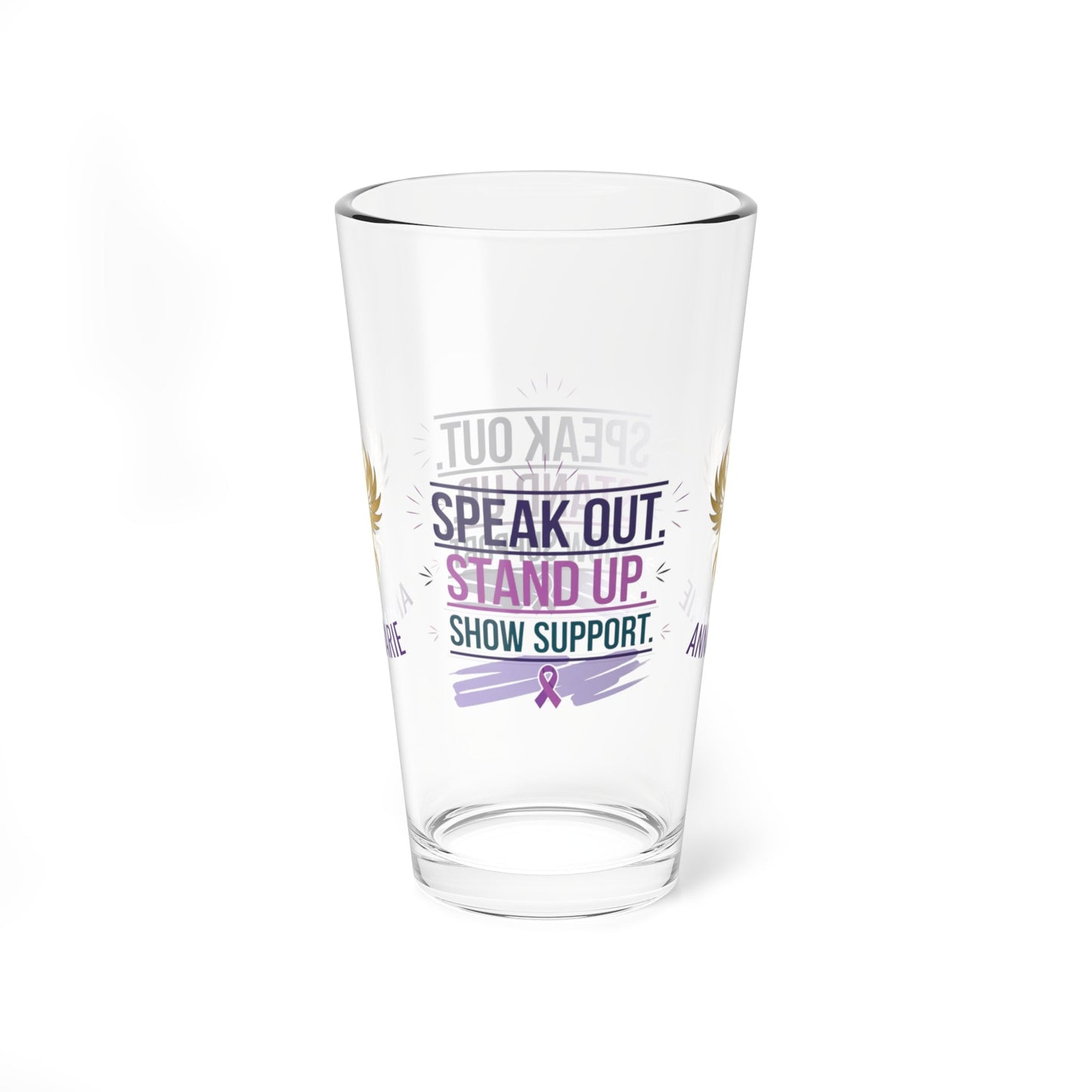 Rise & Reclaim Pint Glass – Speak Out. Stand Up. Show Support | Domestic Violence Advocacy - MySisterIsASurvivor